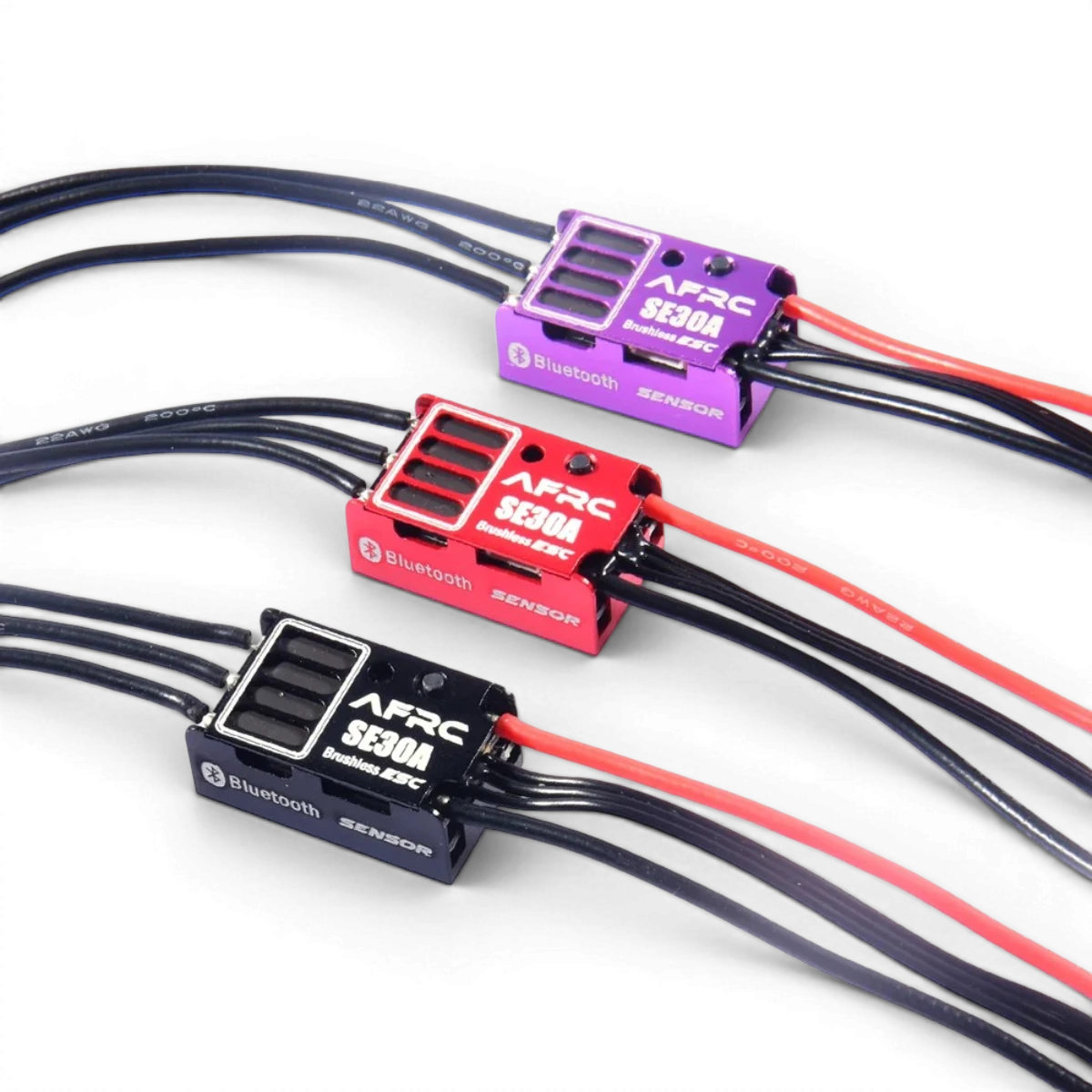 Variateur ESC 30A mini drift AFRC, électronique pour modelisme, avec connecteurs et réglages précis visible sur l'image.