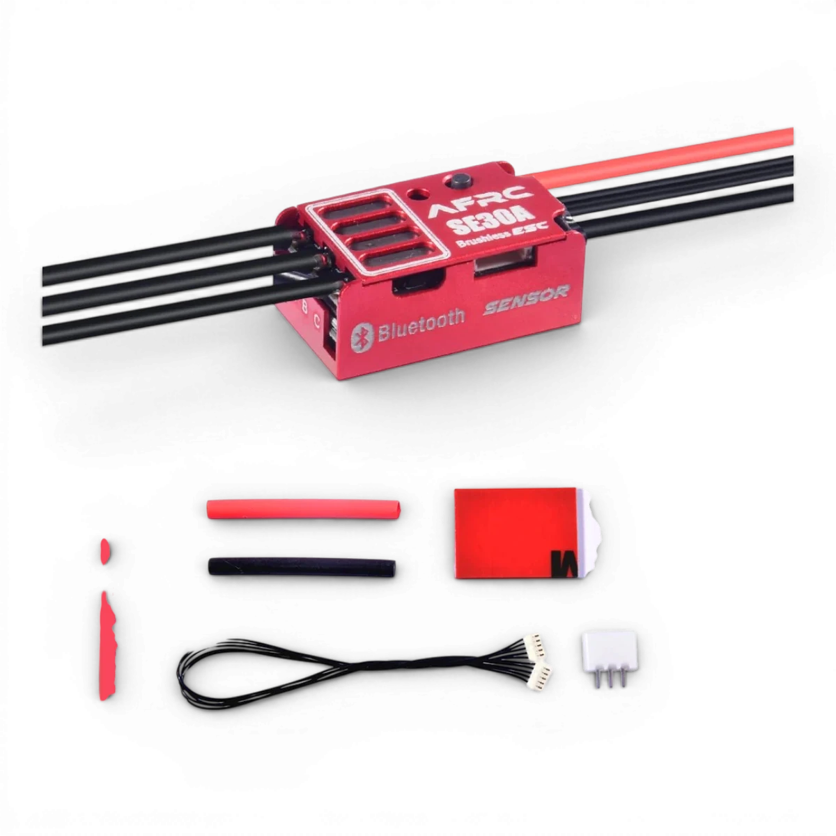 Variateur ESC 30A mini drift AFRC, électronique pour RC voiture, montrant le contrôleur compact avec connecteurs.