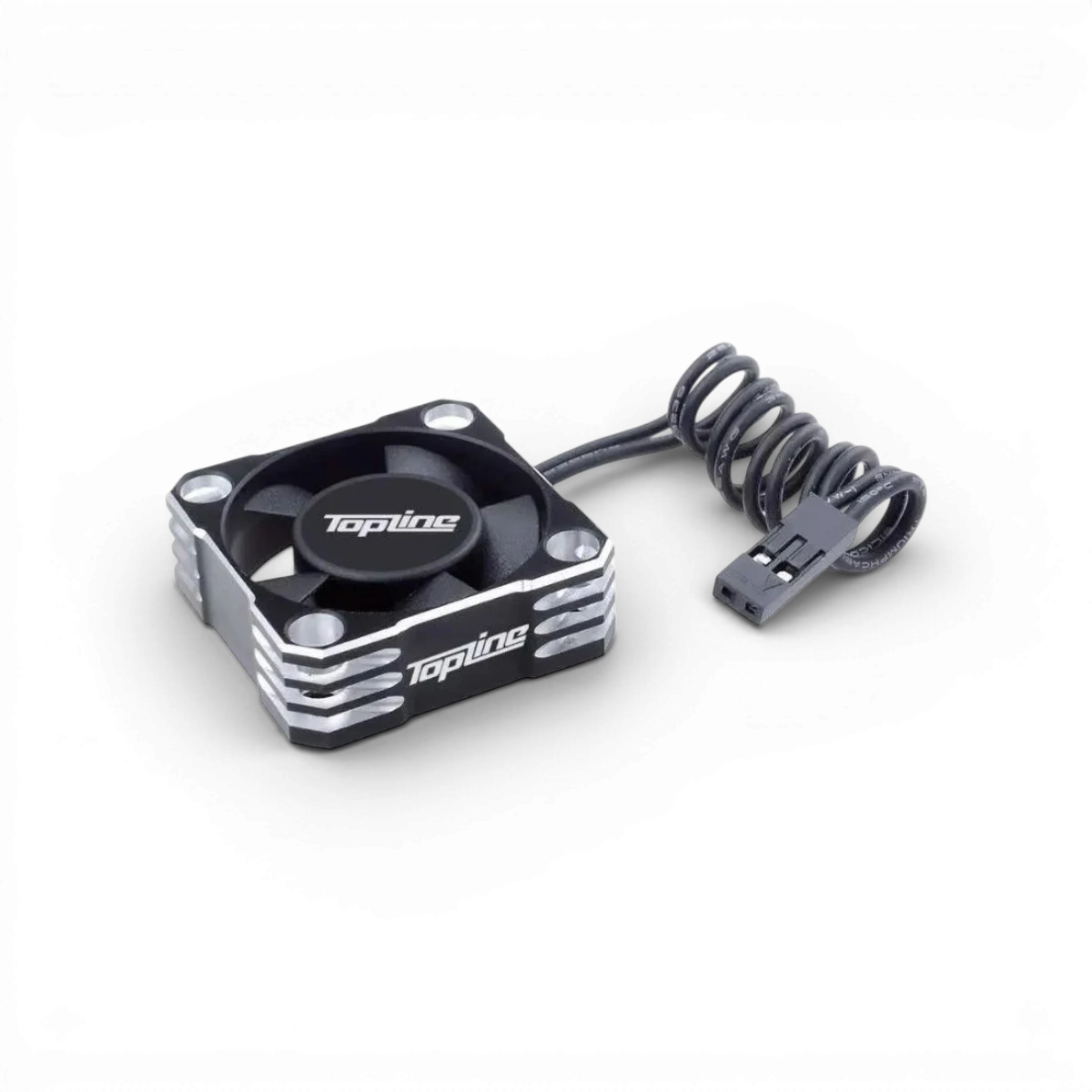 Ventilateur en aluminium de 30mm de marque Topline, pour applications électroniques, avec pales et cadre en métal noir.