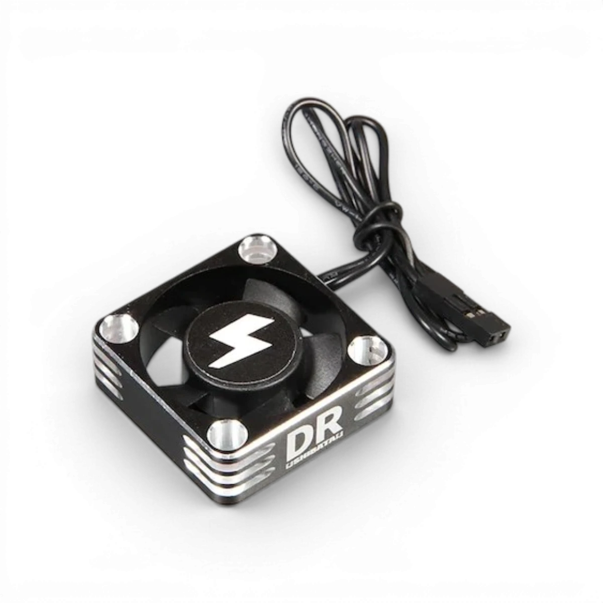 Ventilateur de refroidissement en aluminium SHIBATA DR pour ordinateur portable, noir, avec ailettes de dissipation thermique.