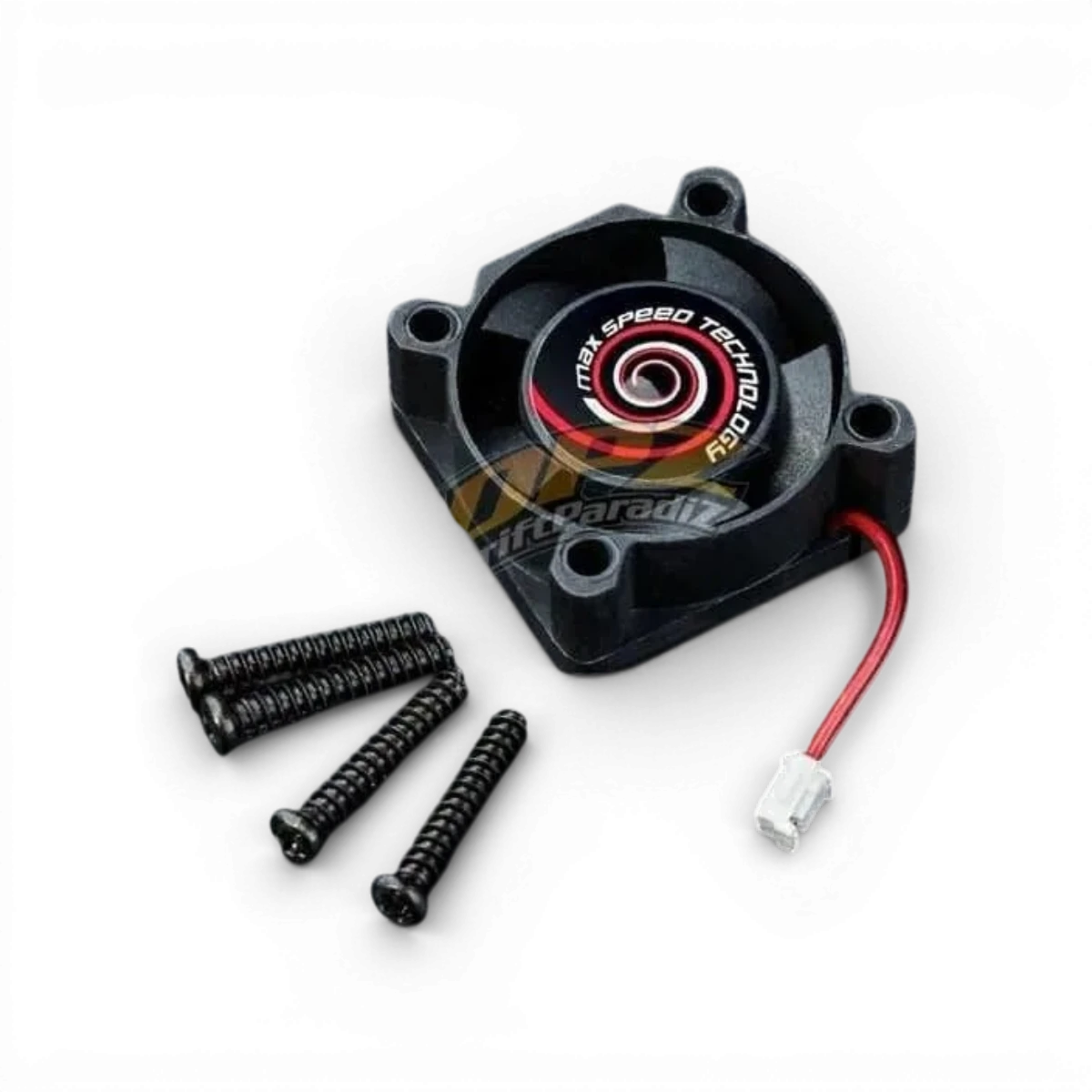 Ventilateur électronique ESC DC 5V de Max Speed Technology, petit ventilateur noir avec hélice en plastique.