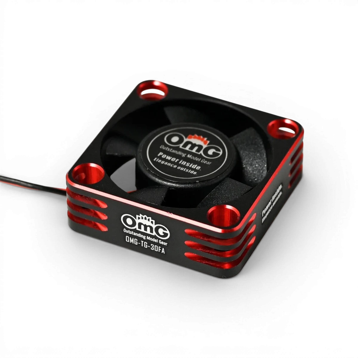 Ventilateur pour ESC 30mm rouge et noir de la marque OMG, refroidissement pour électronique drone ou modèle RC.
