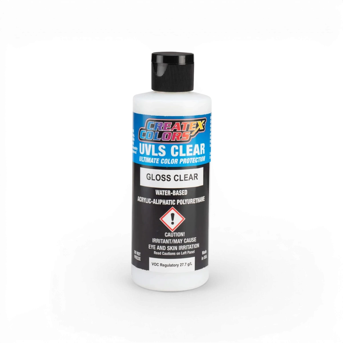 Vernis brillant ULVS 4050 de Createx Colors, flacon de vernis transparent avec bouchon blanc, pour finition brillante sur projets artistiques