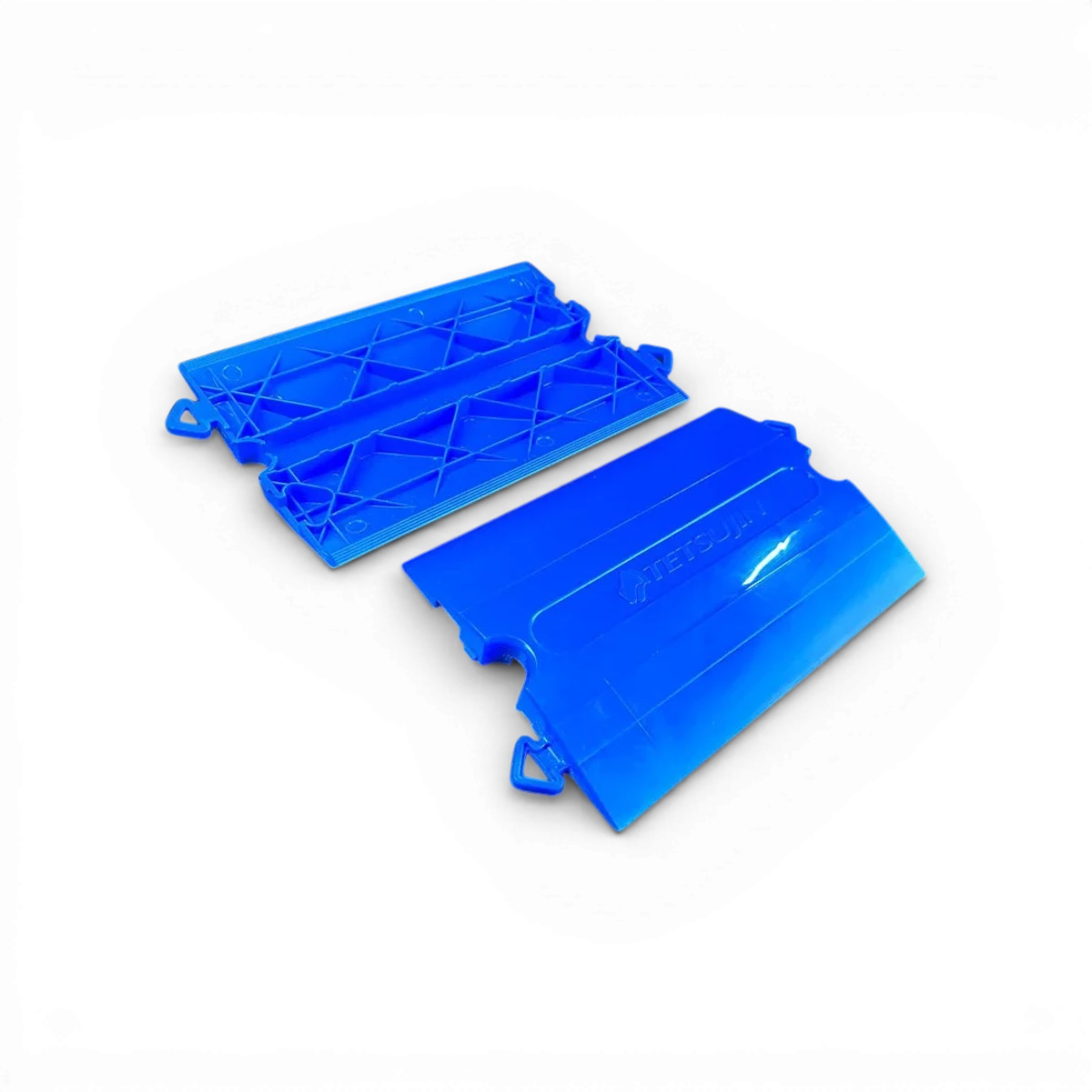 Vibreur droit 1/10 Kerbs Bleu Tetsujin, accessoire pour maquettes ou modélisme, avec finition en plastique bleu.