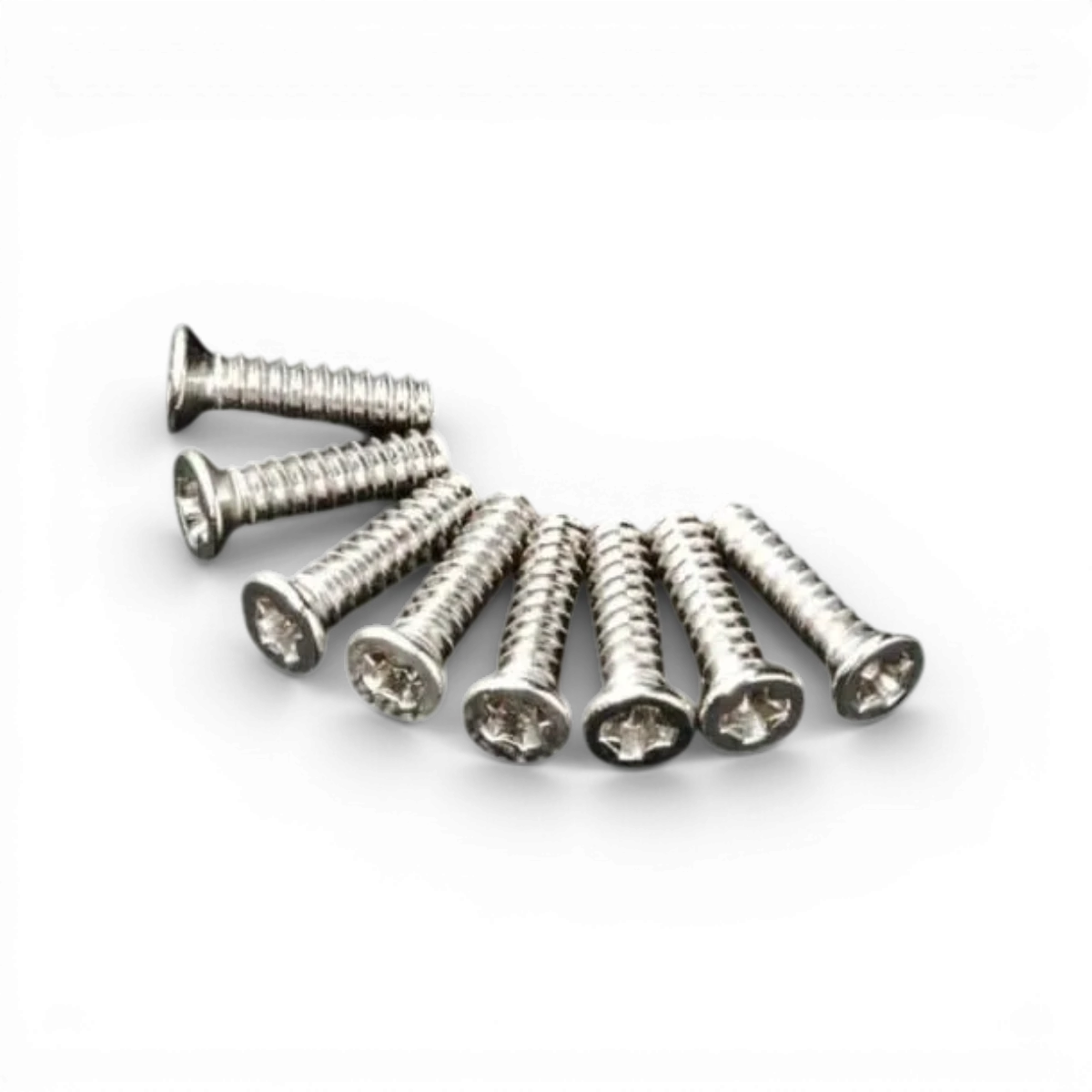 Ensemble de 8 vis M2x8mm de Max Speed Technology, pièces détachées, visibles sur fond blanc.