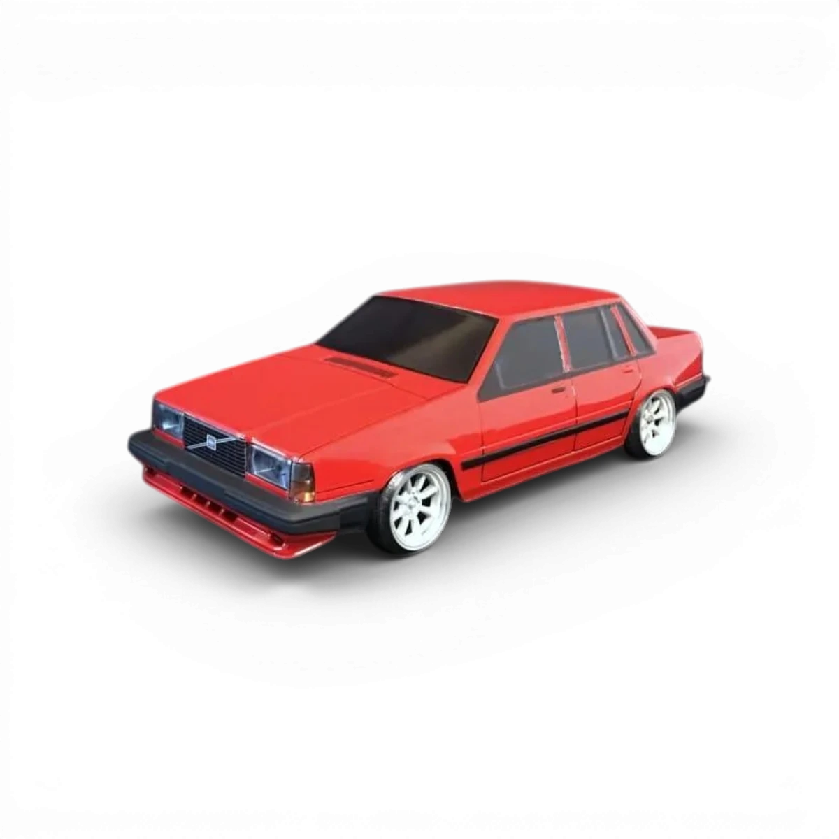 Carrosserie Volvo 740 pour RC, modèle driftparadiz, fabriquée par Aplastics RC, visible en détail dans cette image.