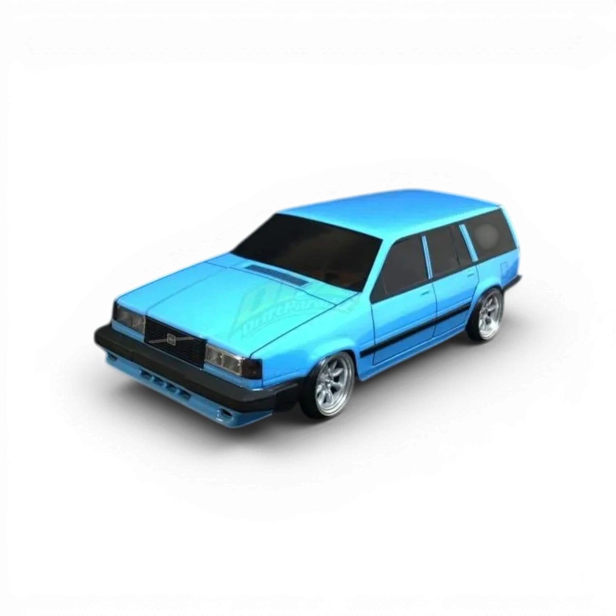 Carrosserie pour voiture Volvo 745, modèle RC Aplastics RC, finition détaillée, adaptée au drift, vue de face et côté.