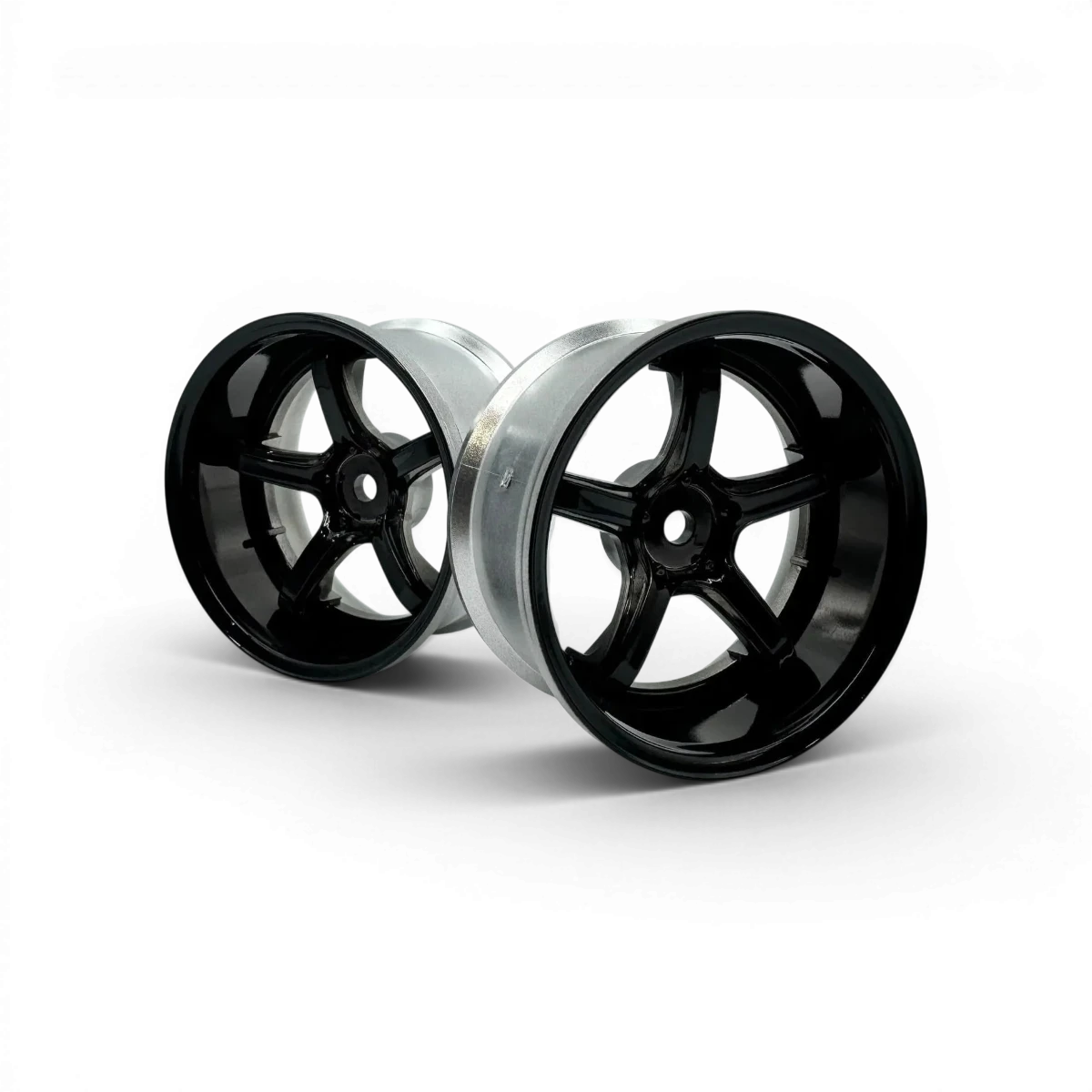 Roues Work Emotion T5R Offset 6 noires à haute brillance, design léger et élégant pour véhicules sport ou tuning.