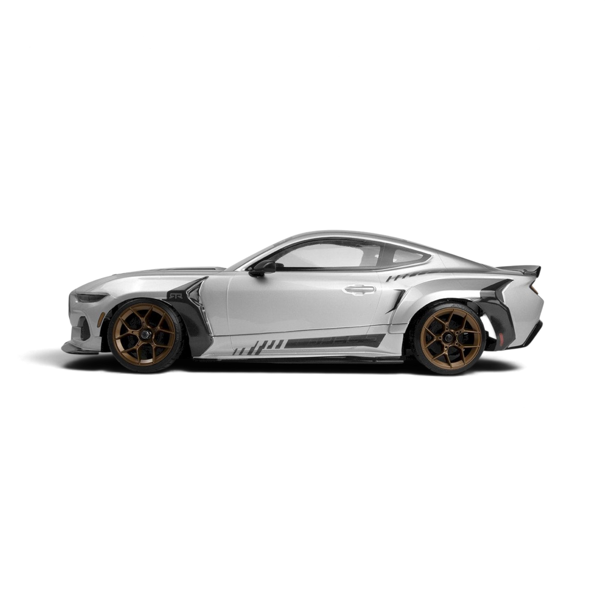 Carrosserie Ford Mustang GT RTR S650 transparente de 200 mm pour voiture RC, modèle HPI, vue de face avec détails clairs