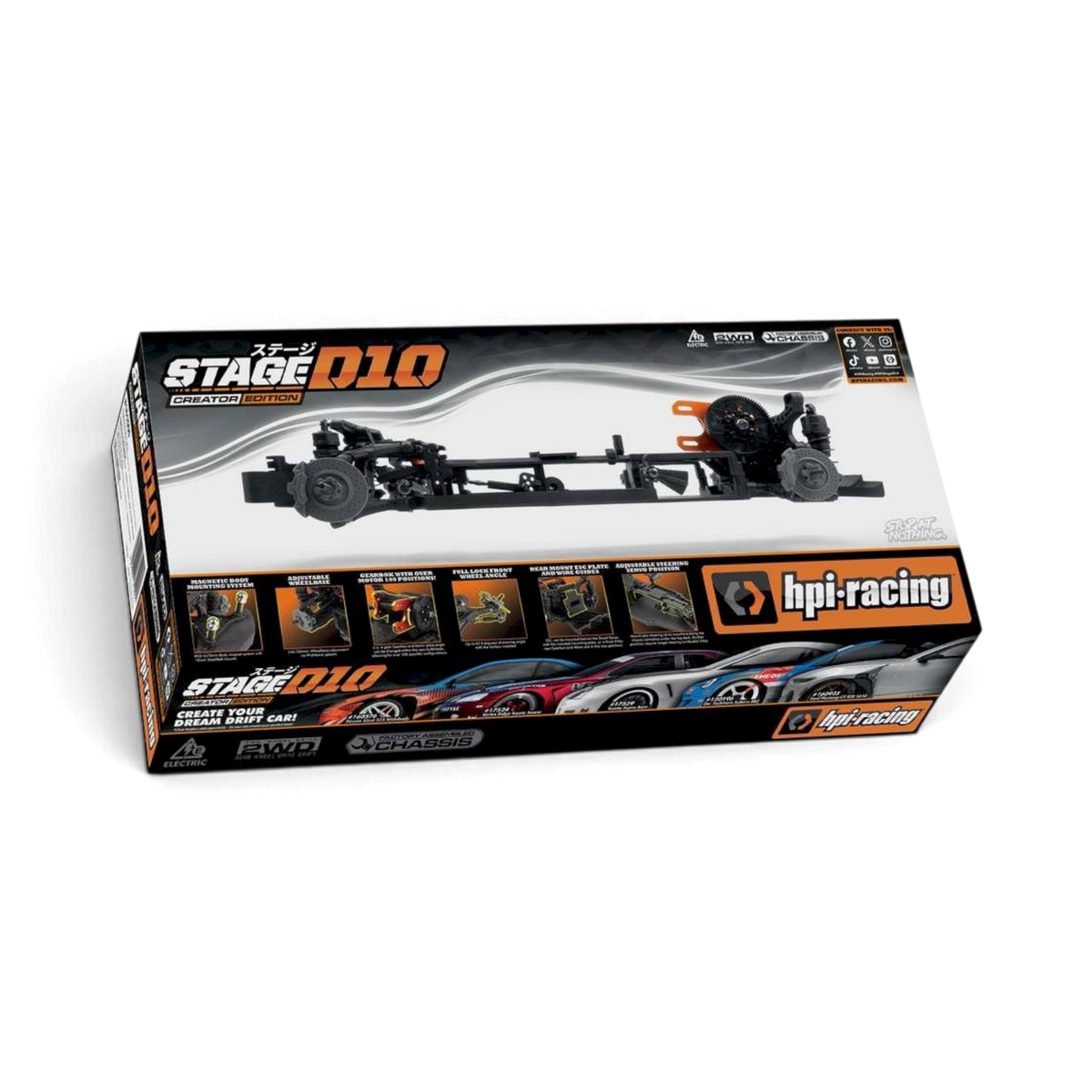 Caja del chasis RC Drift HPI Racing Stage-D10 Creator Edition por DriftParadiZ, modelo RWD 1/10 ensamblado