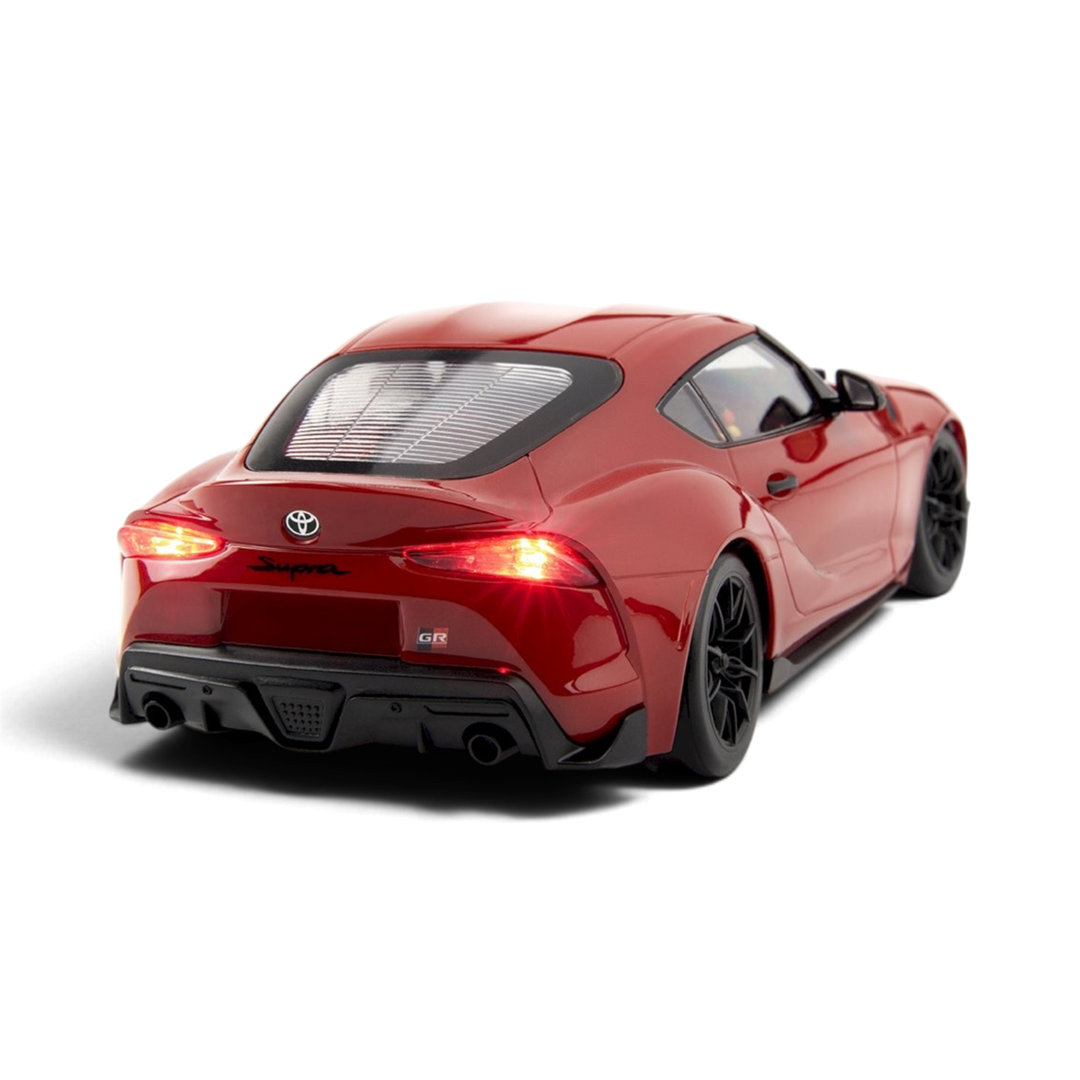 Voiture RC Drift Toyota GR Supra 2024 Rouge HPI, modèle Stage-D24 pour course drift, vue en gros plan.