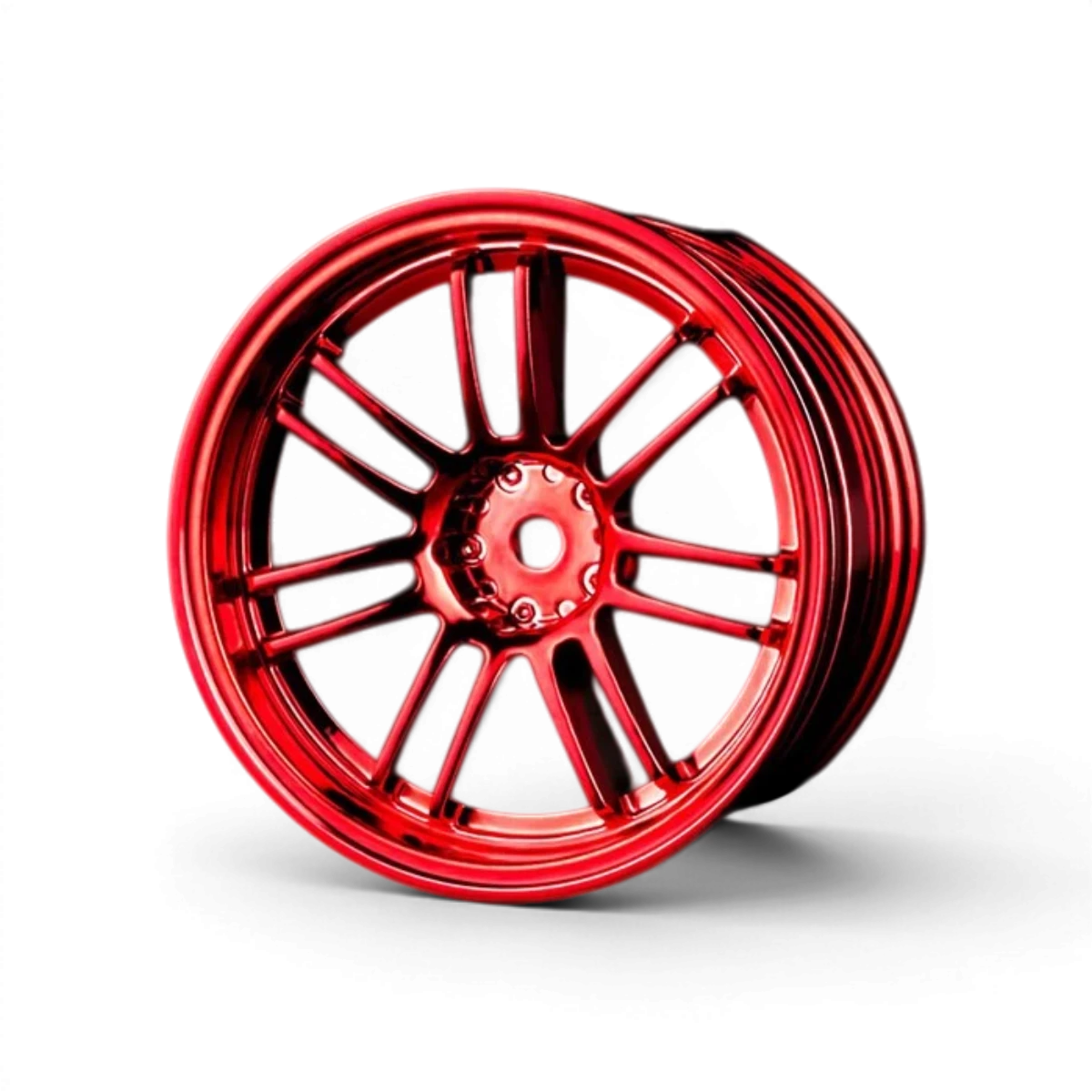 Jantes RE30 +5 rouges de Max Speed Technology, roues en alliage avec finition brillante, visibles en gros plan.