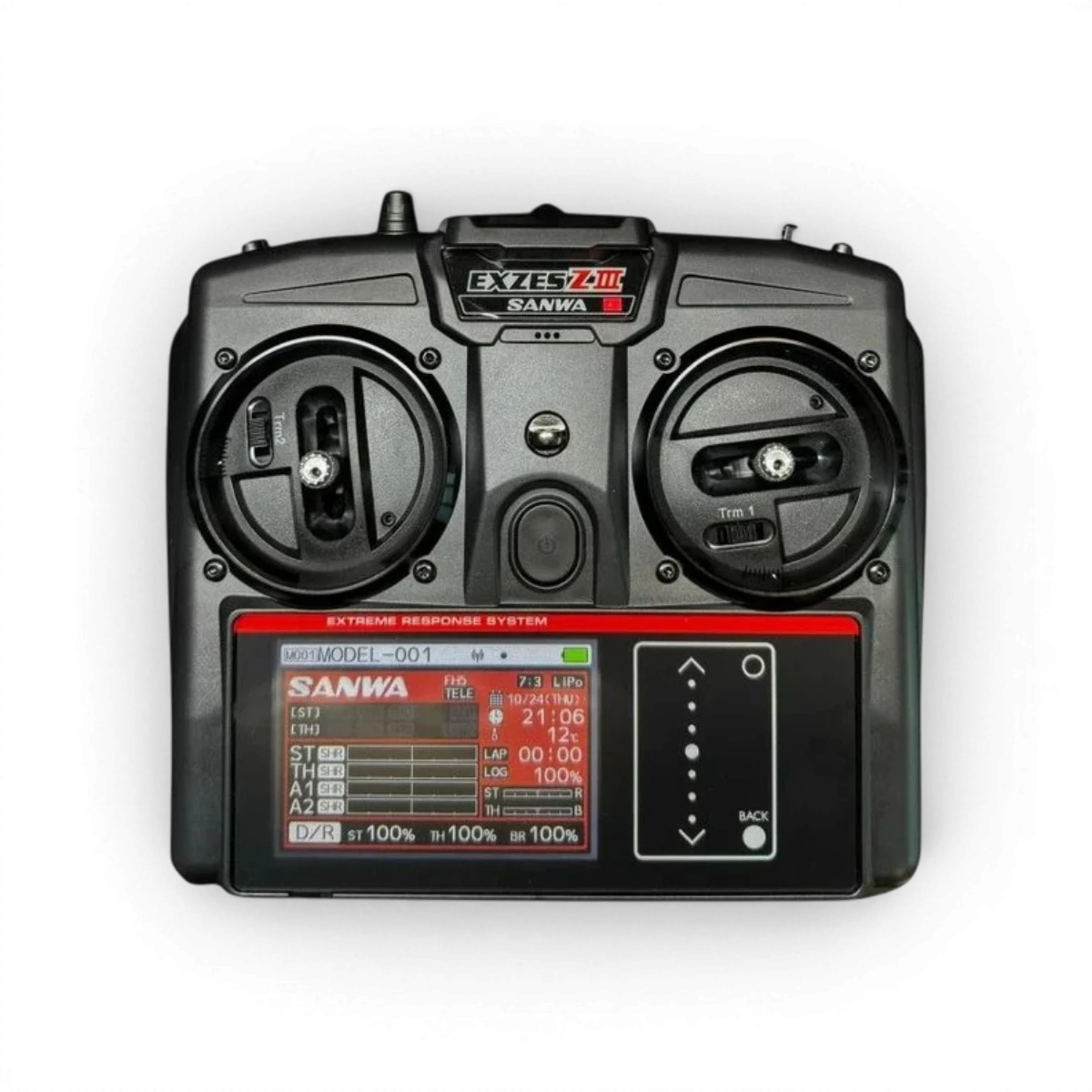 Radiocommande Sanwa EXZES ZIII avec récepteur RX493i et batterie Lipo pour modèles RC, électronique de contrôle.