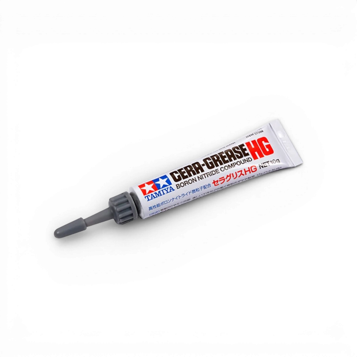 Graisse céramique Tamiya pour chimie, application en lubrification, contenue dans un flacon avec bouchon blanc.