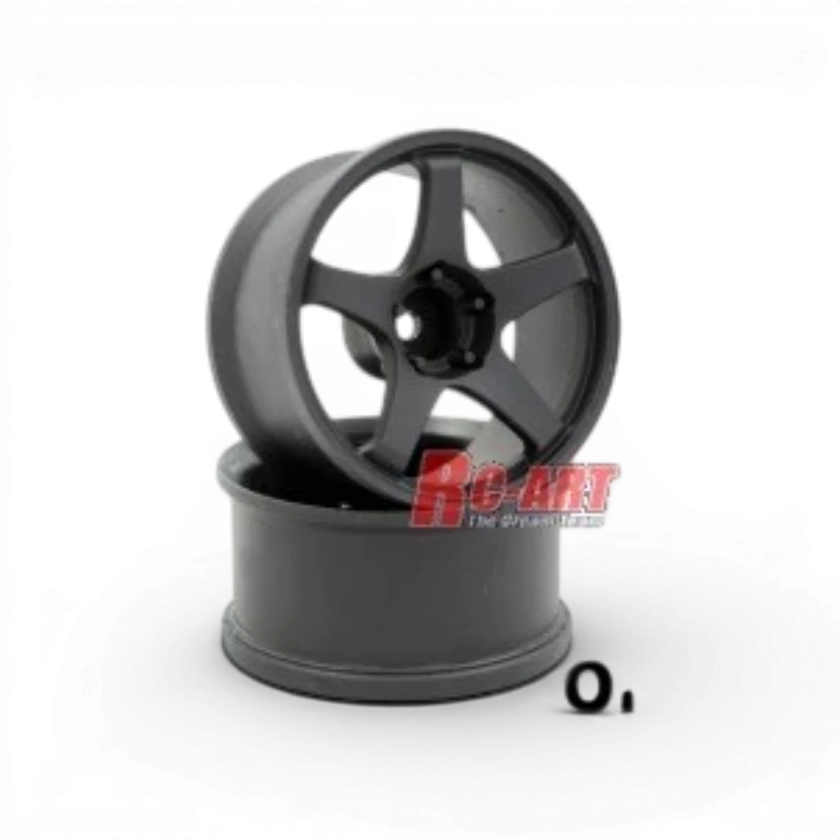 Roues GT F01 OFFSET 8 en noir pour RC Art, vue de face, montrant le design et la finition élégante.