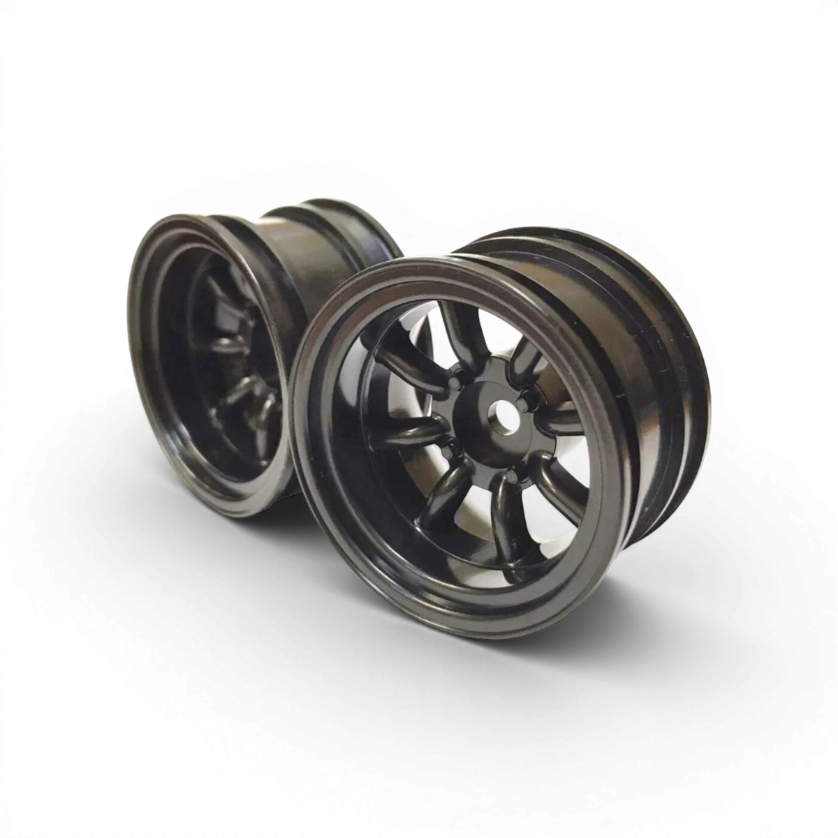 Roues Mini Watanabe Offset8 Noires de la marque Topline, détails en noir, pour vélo ou skateboard, vue de face.