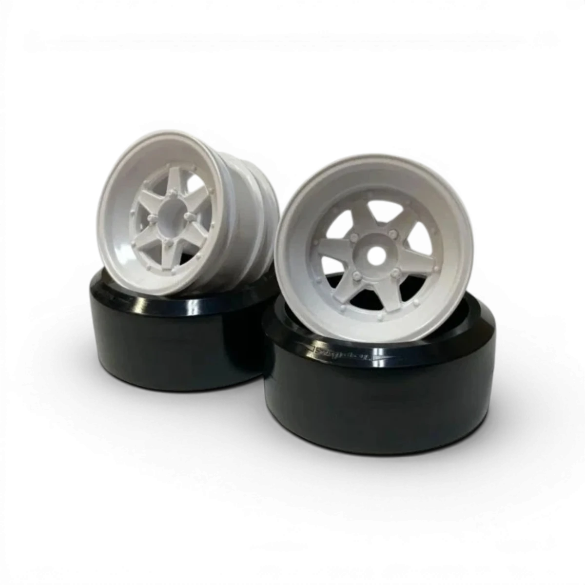 Roues Mini Long Champ XR-4 Offset8 blanches de la marque Topline, vue de face, détails de la surface en image.