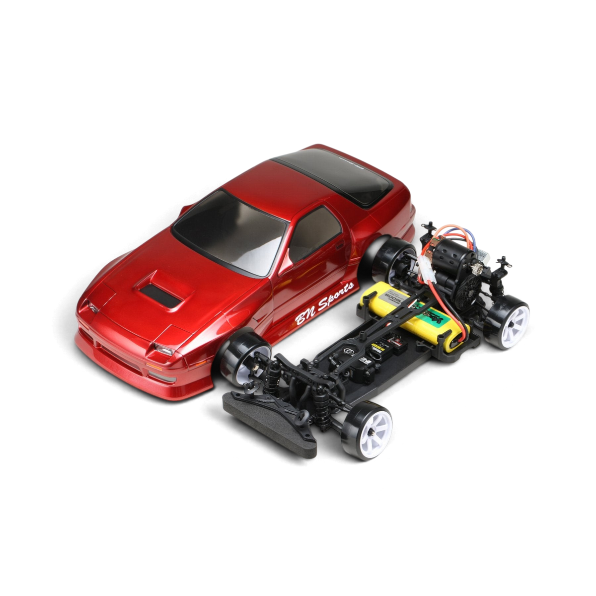 Kit DriftParadiZ Yokomo RD2.0 assemblé avec carrosserie Mazda RX-7 FC3S BN Sports rouge brillante pour RC Drift 1/10