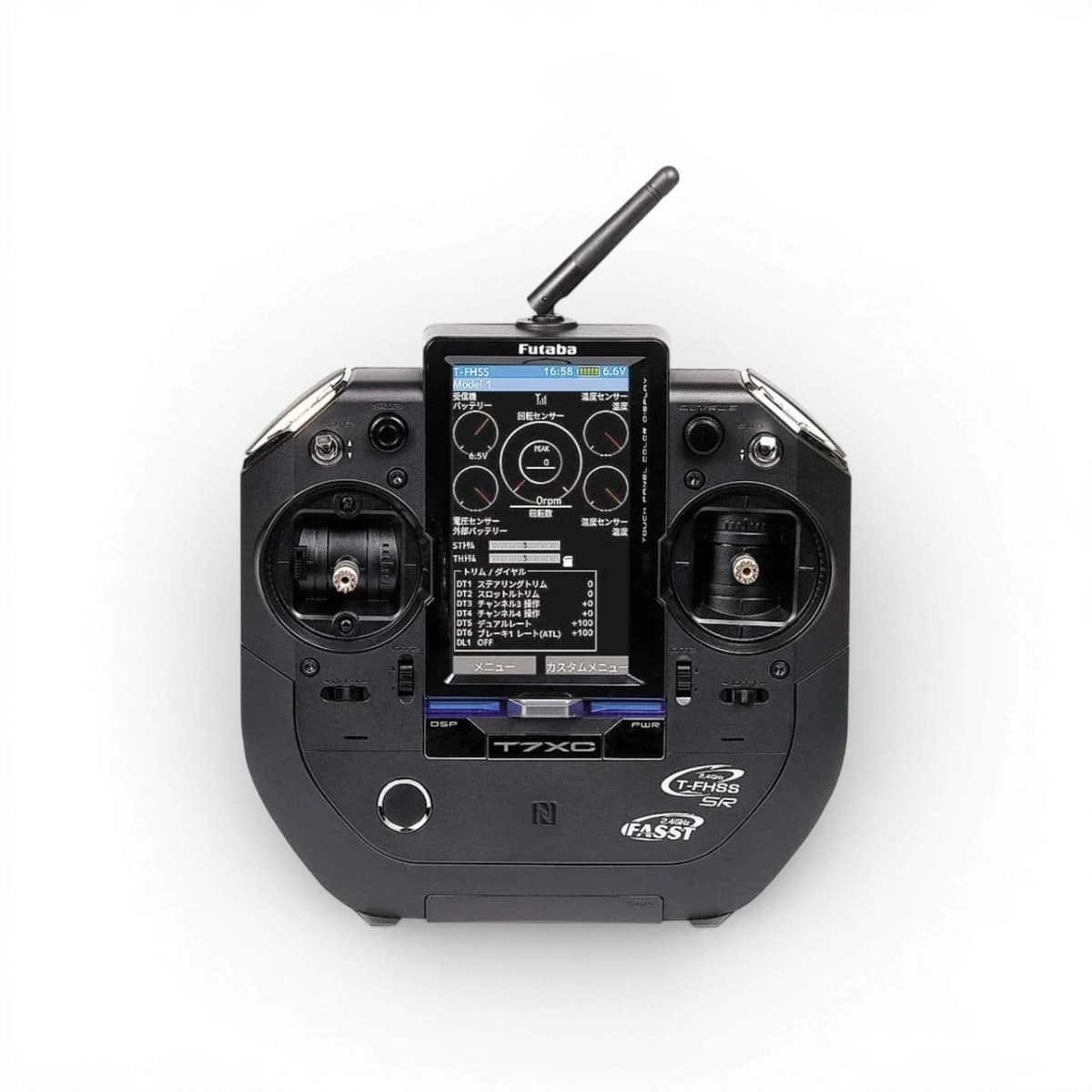 Radiocommande Futaba 7XC 2.4GHz avec récepteur R334SBS, électronique pour modélisme radio.