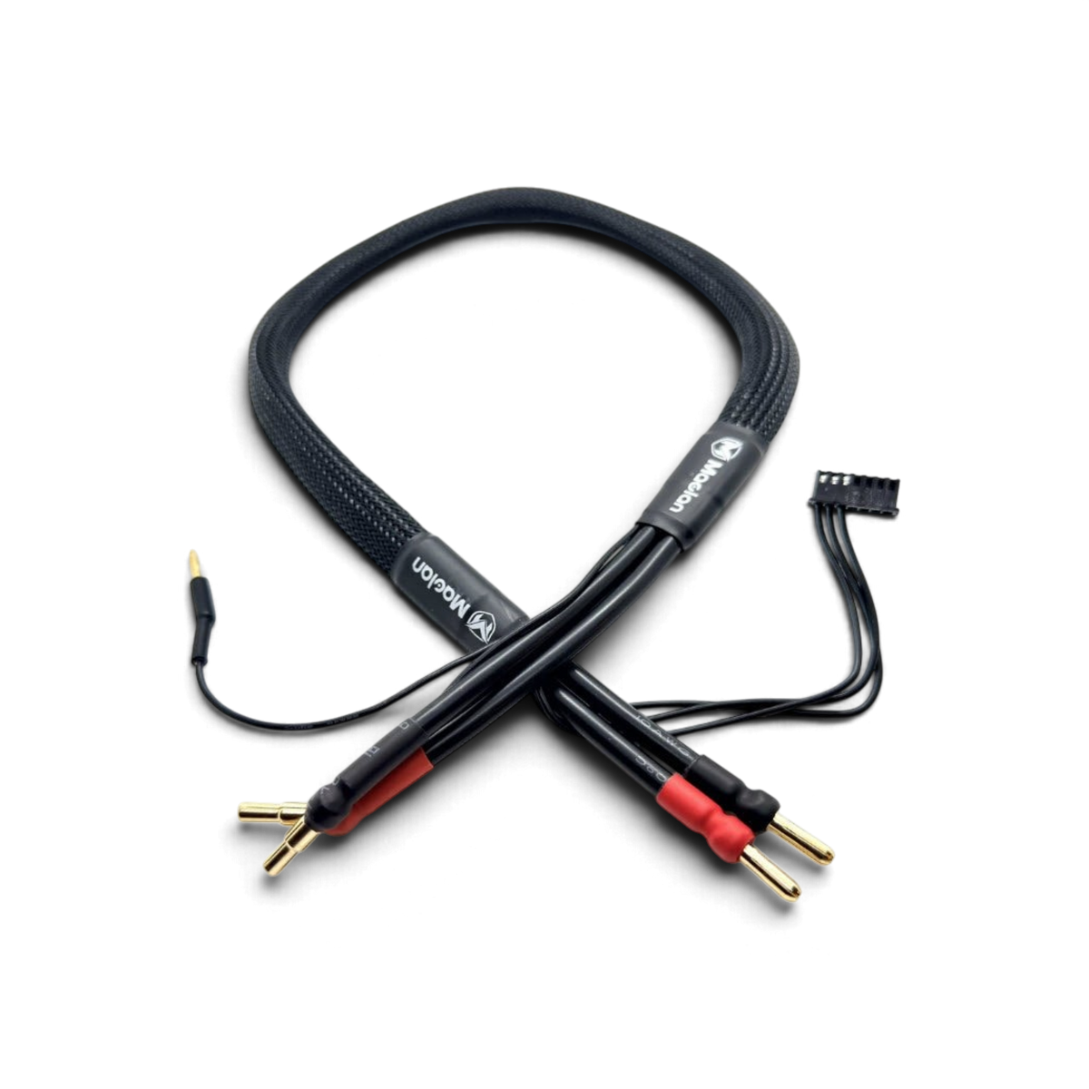 Câble de charge DriftParadiZ Maclan 2S LiPo avec connecteurs bullet 4/5mm et XT60H, gaine tressée noire 10 AWG