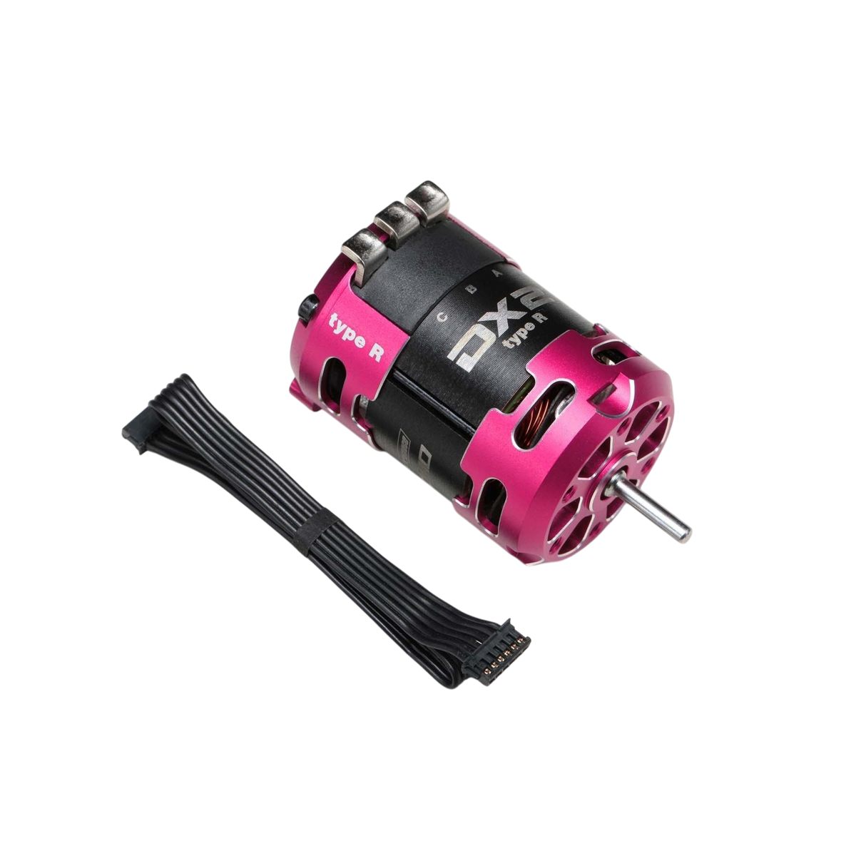 Moteur brushless 13.5T Racing Performer DX2 Type-R de Team Yokomo, vue de face avec détails du rotor et du boîtier électronique.