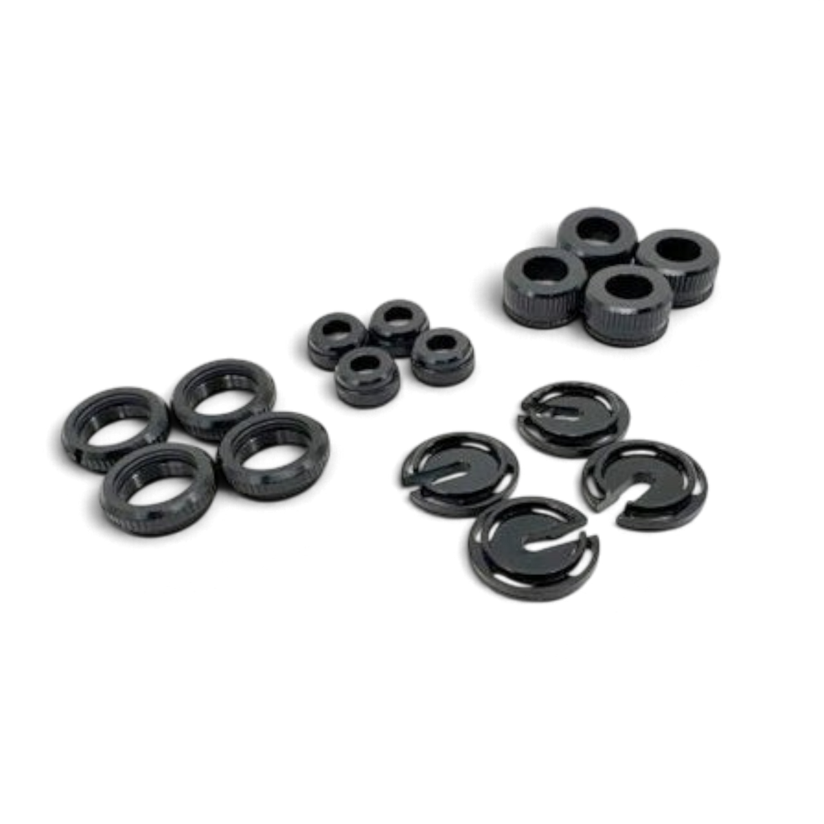 Kit de personnalisation noir DriftParadiZ pour 4 amortisseurs type TRF incluant bouchons et bagues de réglage