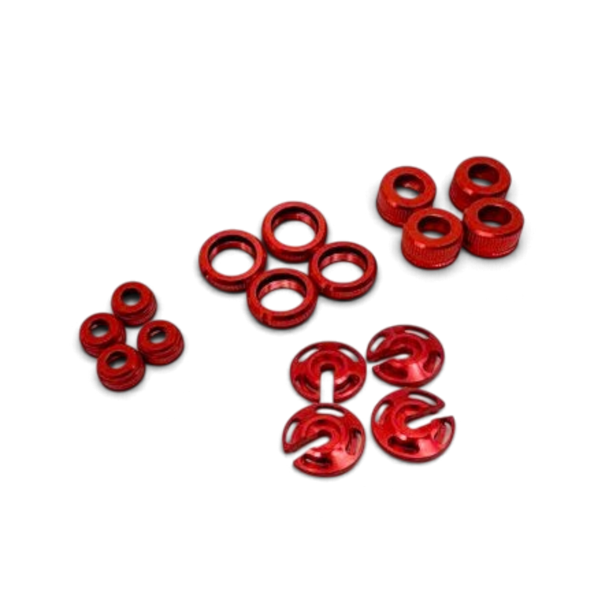 Kit de personnalisation DriftParadiZ rouge en aluminium pour 4 amortisseurs type TRF avec bouchons et bagues