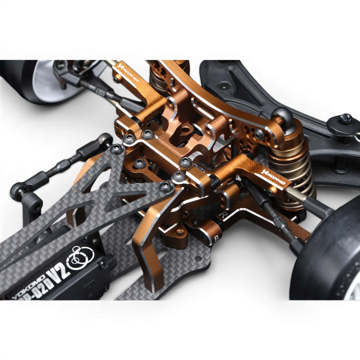 Voiture RC Drift Team Yokomo Super Drift SD3.0 Kit Compétition avec carrosserie bleue et détails précis, vue de côté.