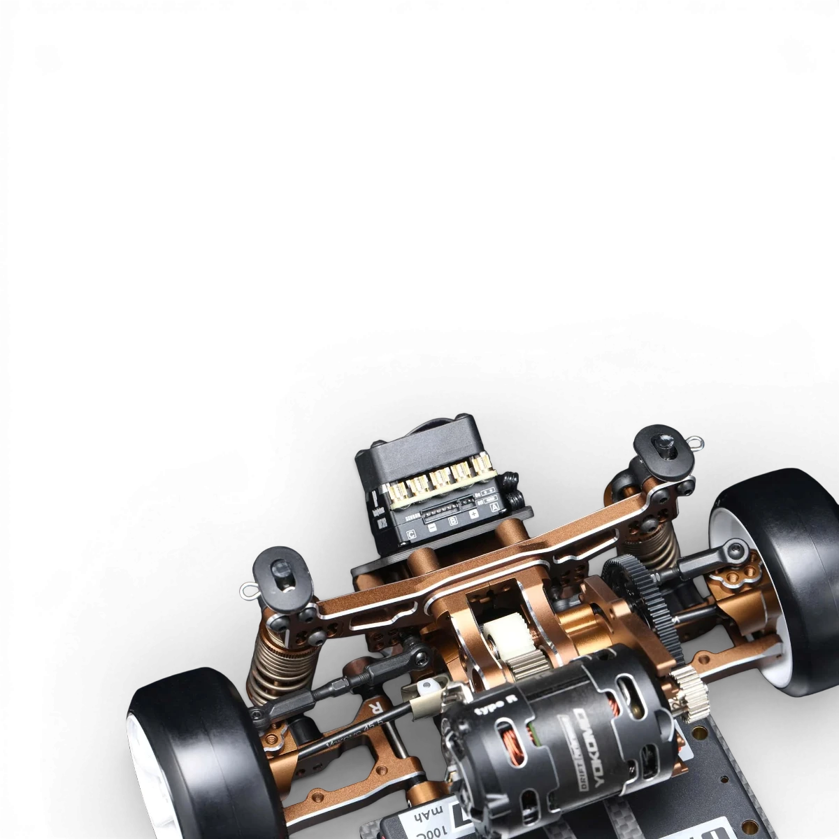 Voiture RC Drift Team Yokomo Super Drift SD3.0 Kit Compétition avec carrosserie bleue et pneus à profil bas, vue de côté.
