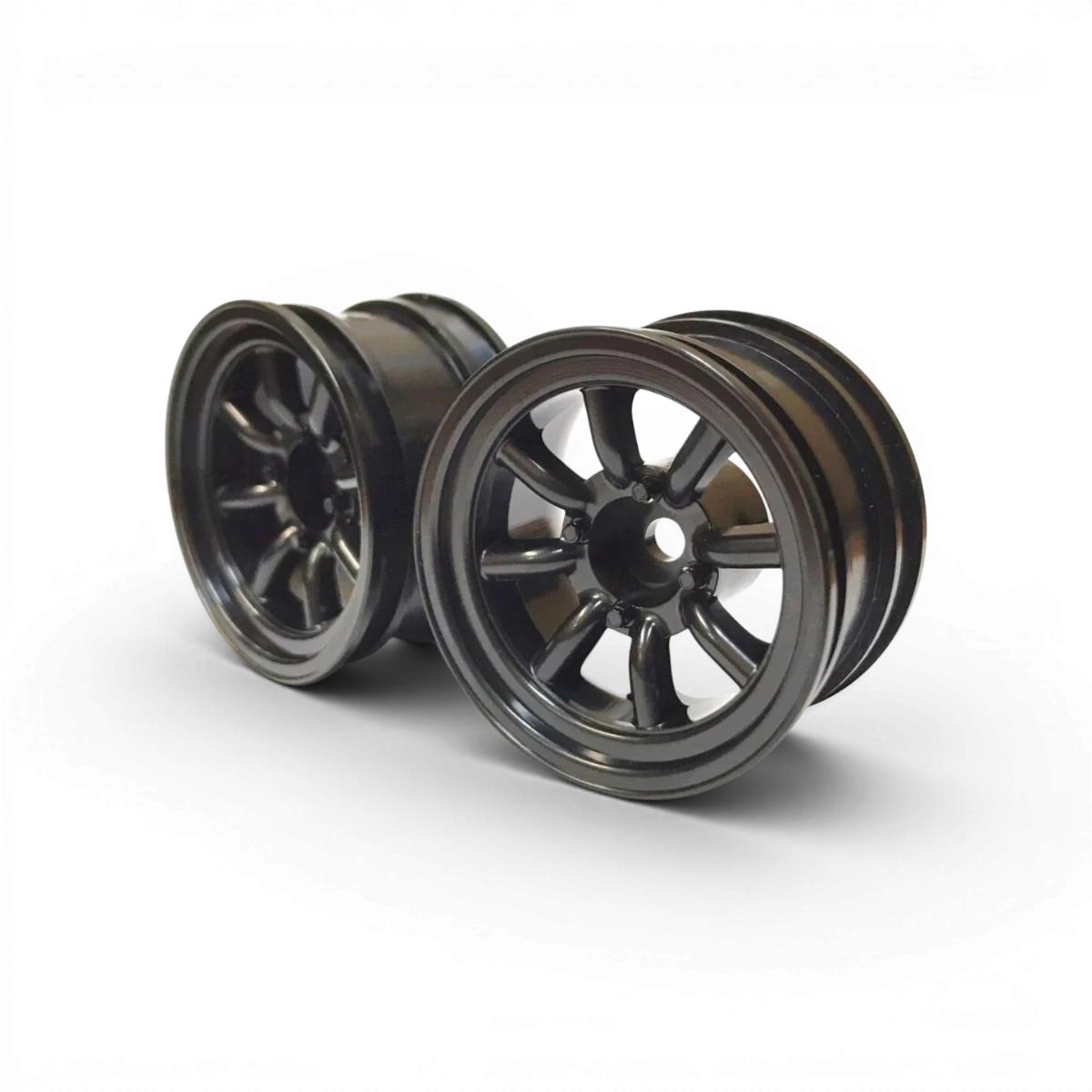 Roues noires MINI WATANABE OFFSET6 Topline pour vélo, vue en gros plan montrant la texture et le design des roues.