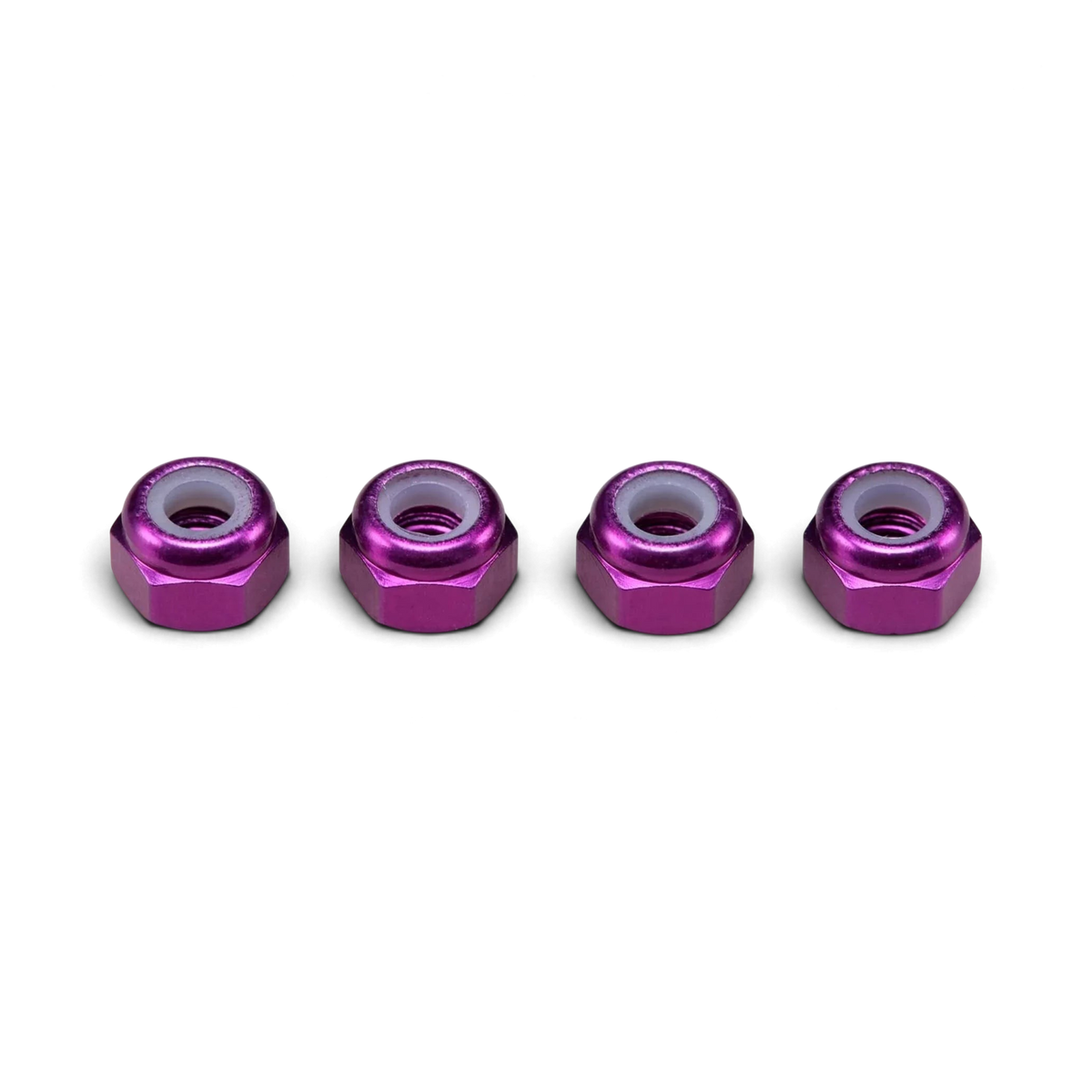 Satz mit 4 selbstsichernden DriftParadiZ-Muttern aus violettem Aluminium mit Nyloneinsatz für RC-Modellbau