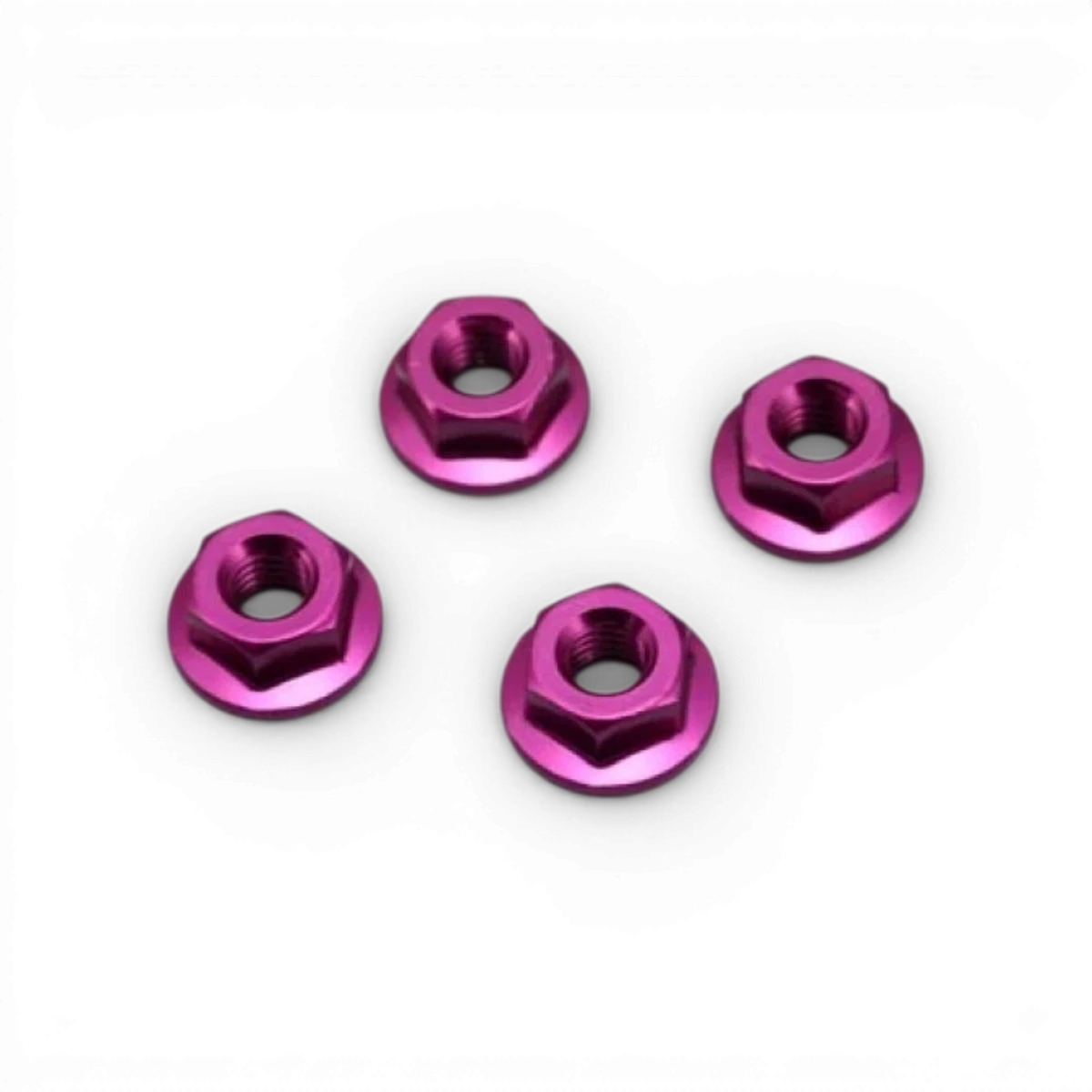 Écrous de roues flange violets pour voitures RC Team Yokomo, pièce détachée, vue détaillée sur l'image.