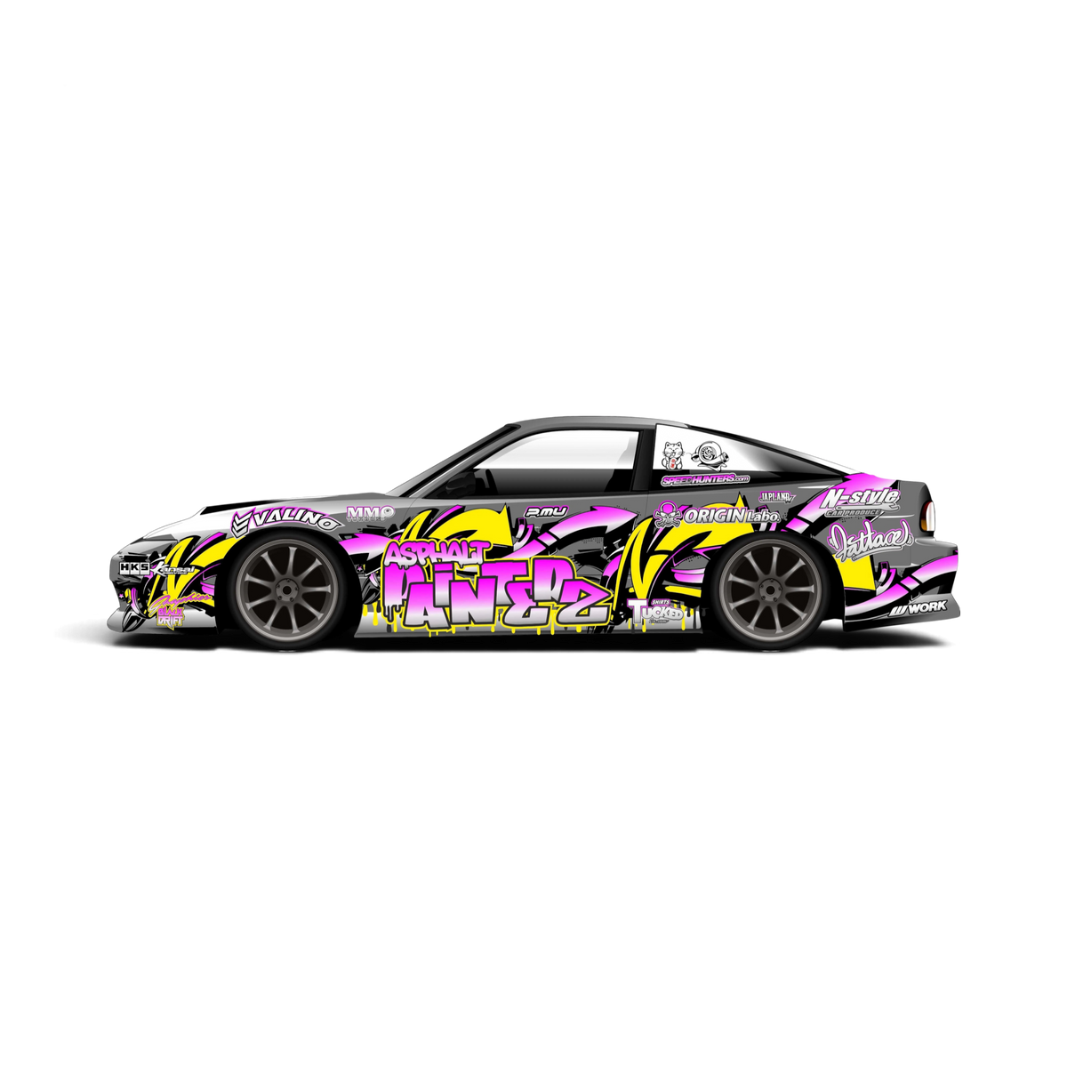 Autocollant décoration complète Asphalt de Black Drift Stickers, design noir pour personnaliser véhicules.