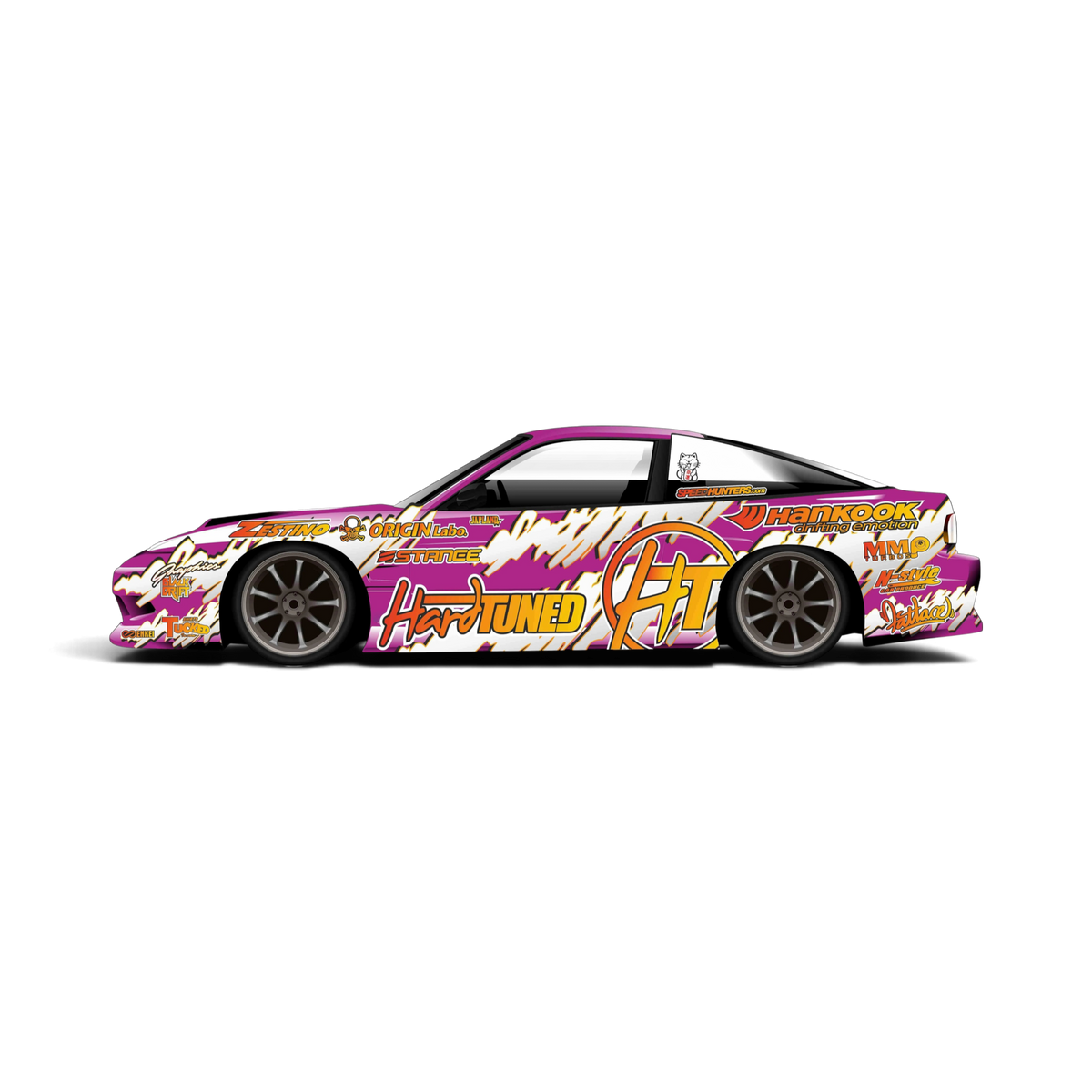 Autocollant de décoration complète Hardtuned par Black Drift Stickers, design noir avec motifs de drift pour voiture.