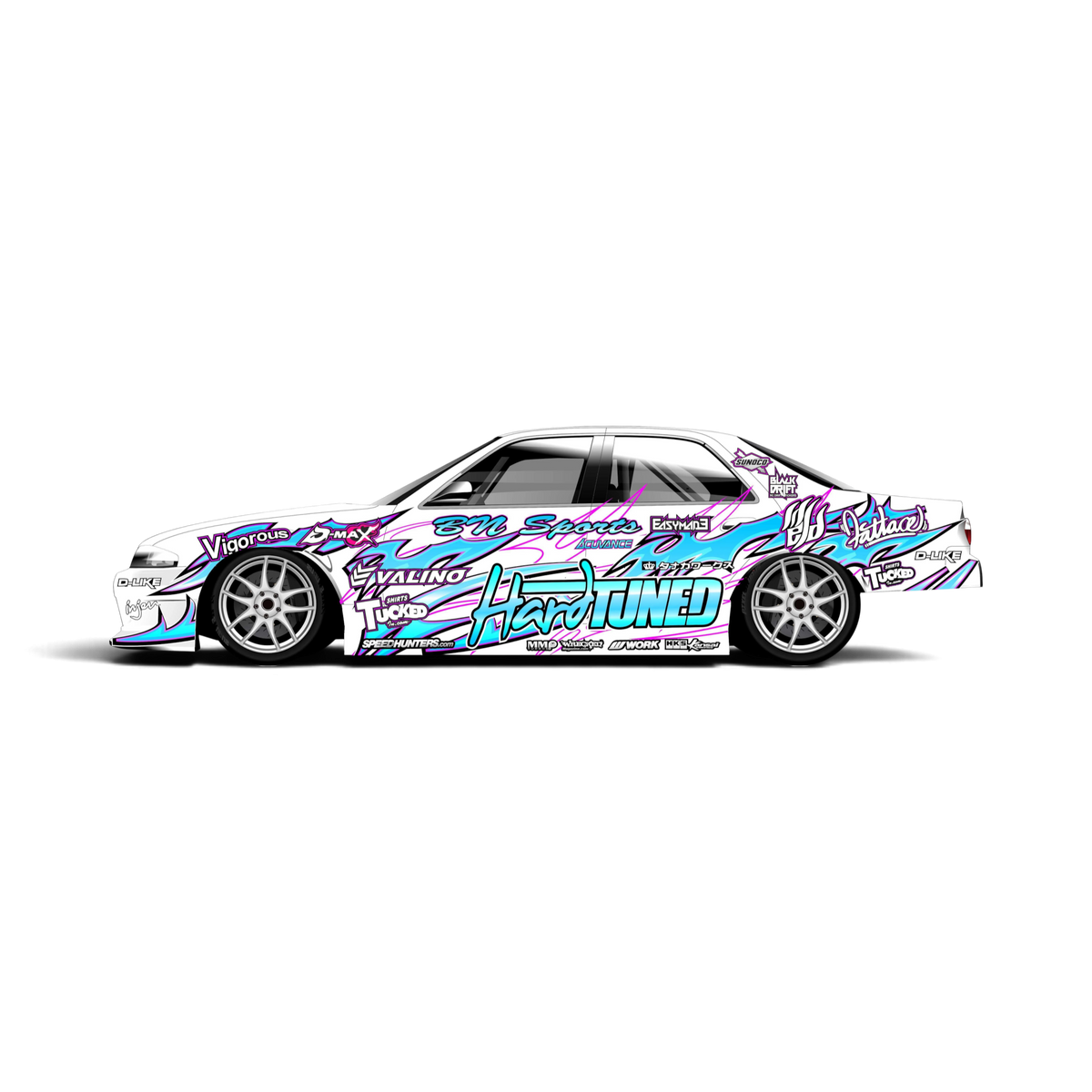Autocollant de décoration complète Hardtuned-V2 BlackDrift, sticker noir pour personnaliser voiture, design dynamique et tendance.
