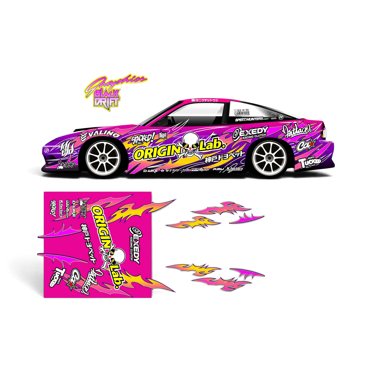 Autocollant décoration complète Low Origin 3 de Black Drift Stickers, design noir pour personnaliser votre véhicule.