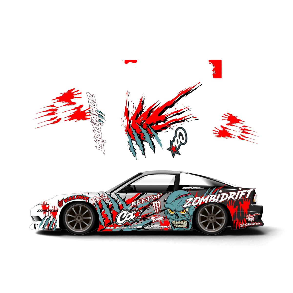 Autocollant de décoration complète Zombie Drift de la marque Black Drift Stickers, design de zombie pour voiture.
