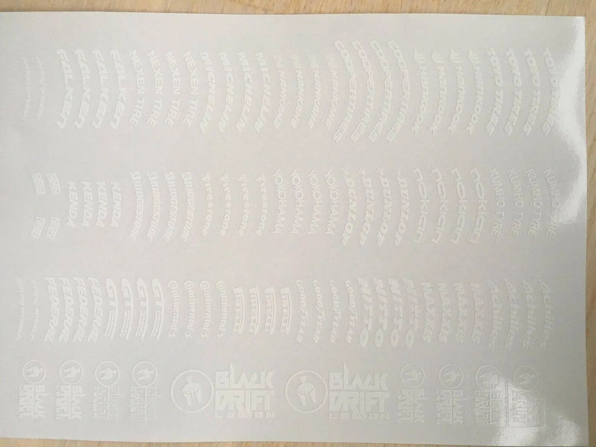 Autocollants pour pneus Black Drift Stickers, modèle 47, avec design noir et sponsor pour personnaliser les pneus.
