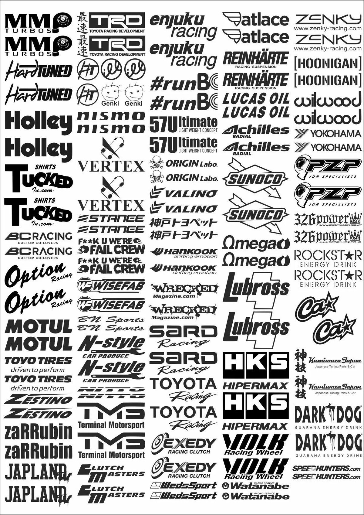 Autocollants sponsors noirs de la marque Black Drift, 18 stickers pour personnalisation de véhicules ou équipements.