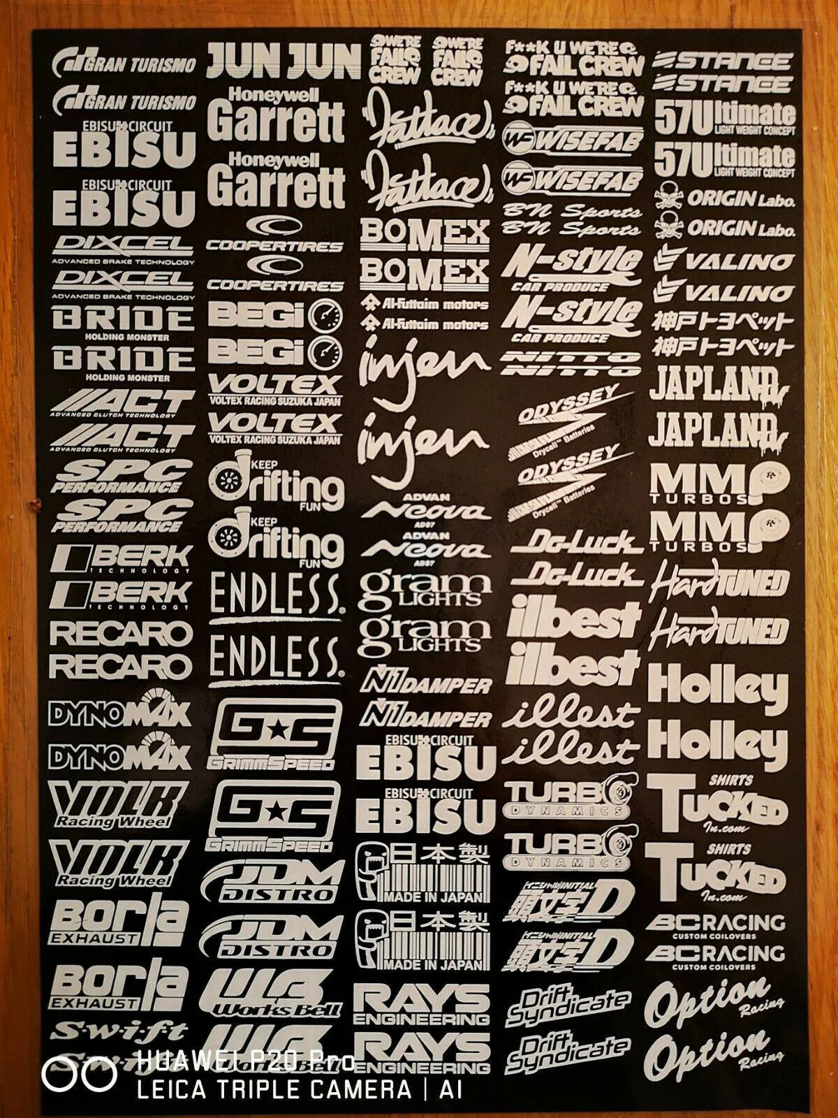 Autocollants sponsors Black Drift, ensemble de 24 stickers noirs pour voitures de drift et sport automobile.