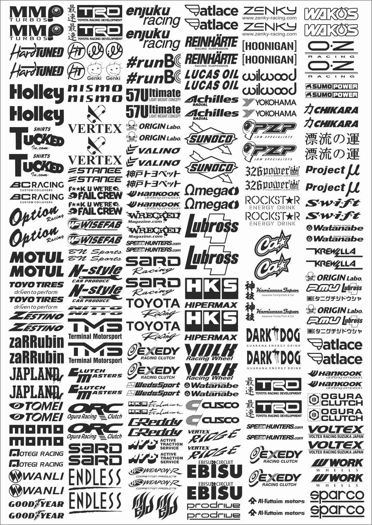 Autocollants sponsors Black Drift, lot de 42 stickers noirs pour voitures de drift, décorations automobiles sportives.