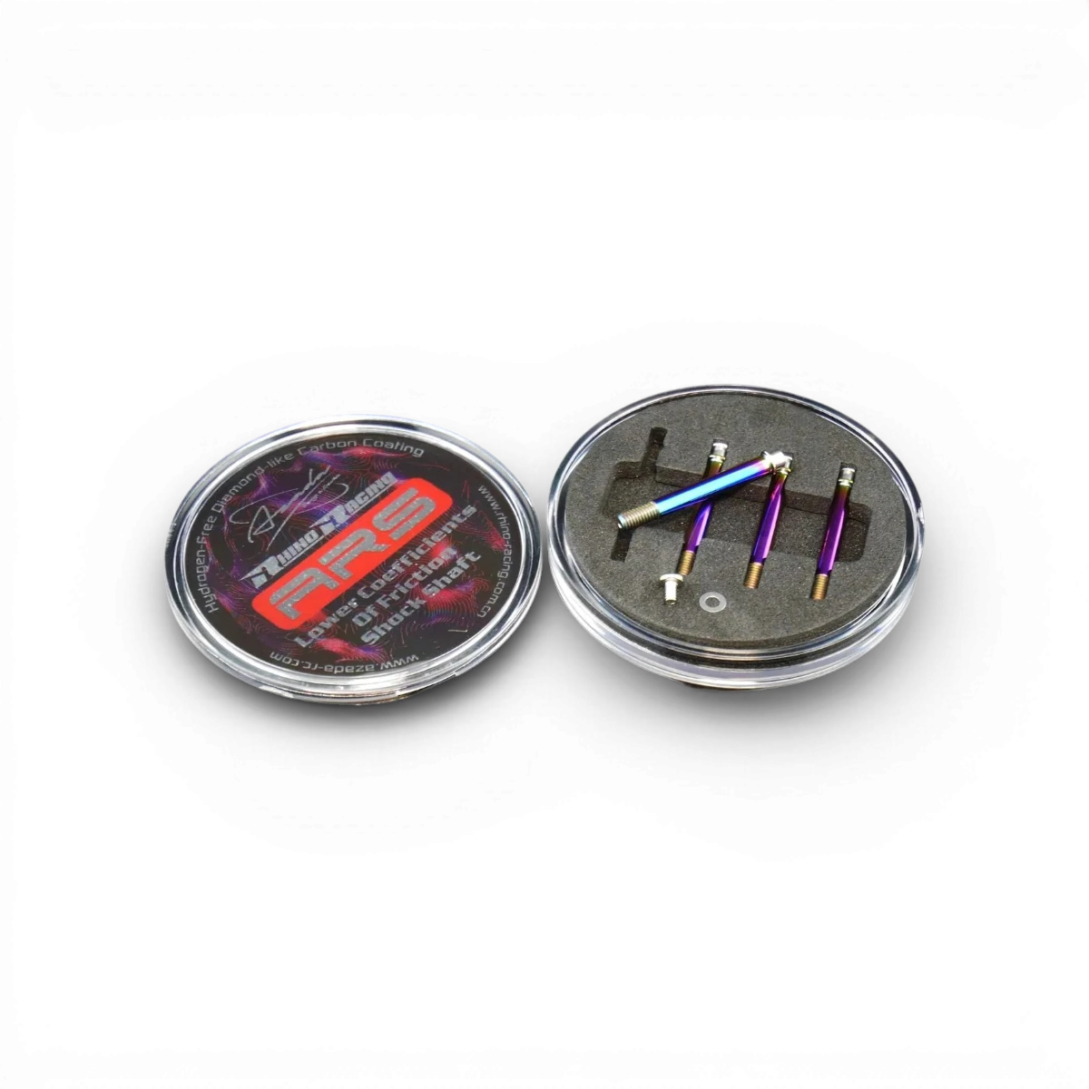 Axes d’amortisseurs à faible friction 28mm RhinoRacing, pièce détachée pour véhicules, visible en image.
