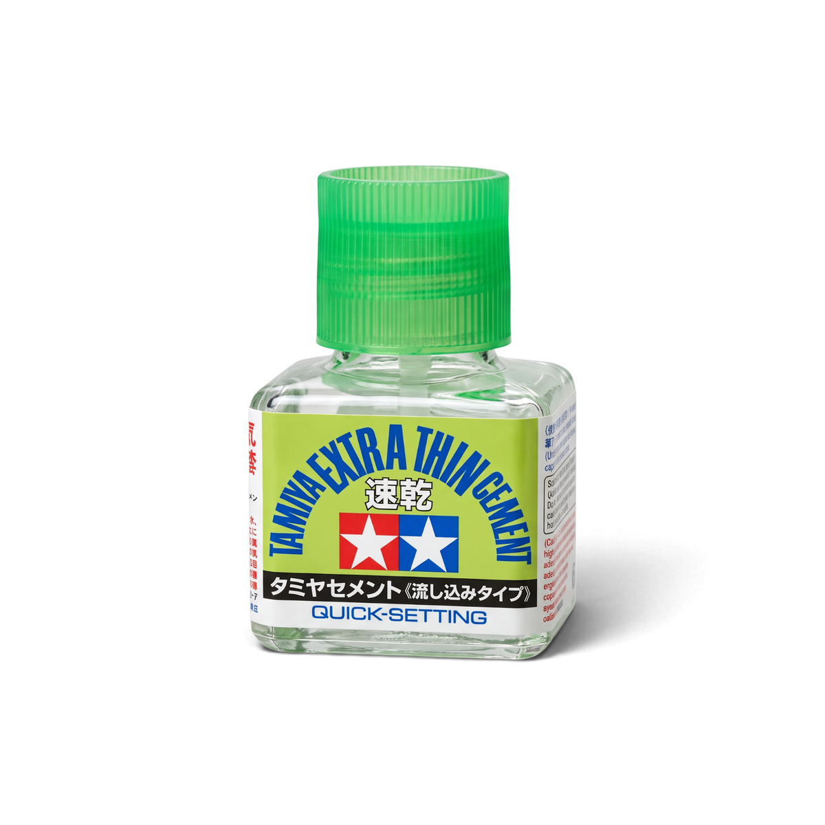 Flacon de colle DriftParadiZ Extra-Fluide Rapide 40 ml pour modélisme avec bouchon vert et étiquette Tamiya