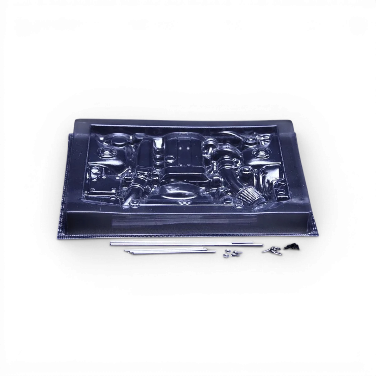 Baie moteur SR20 1/10 pour voiture RC, customisation, fabriquée par Src Sideways RC, vue en gros plan.