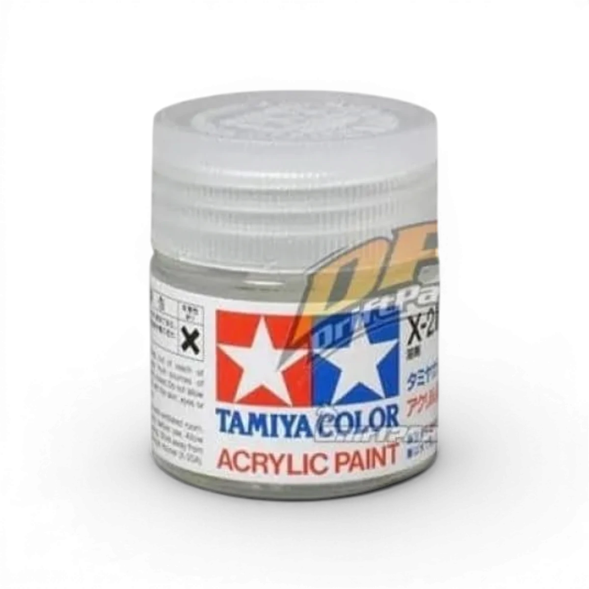 Base mate X21 de Tamiya, peinture mate pour modélisme, montrée dans un pot en plastique avec étiquette.