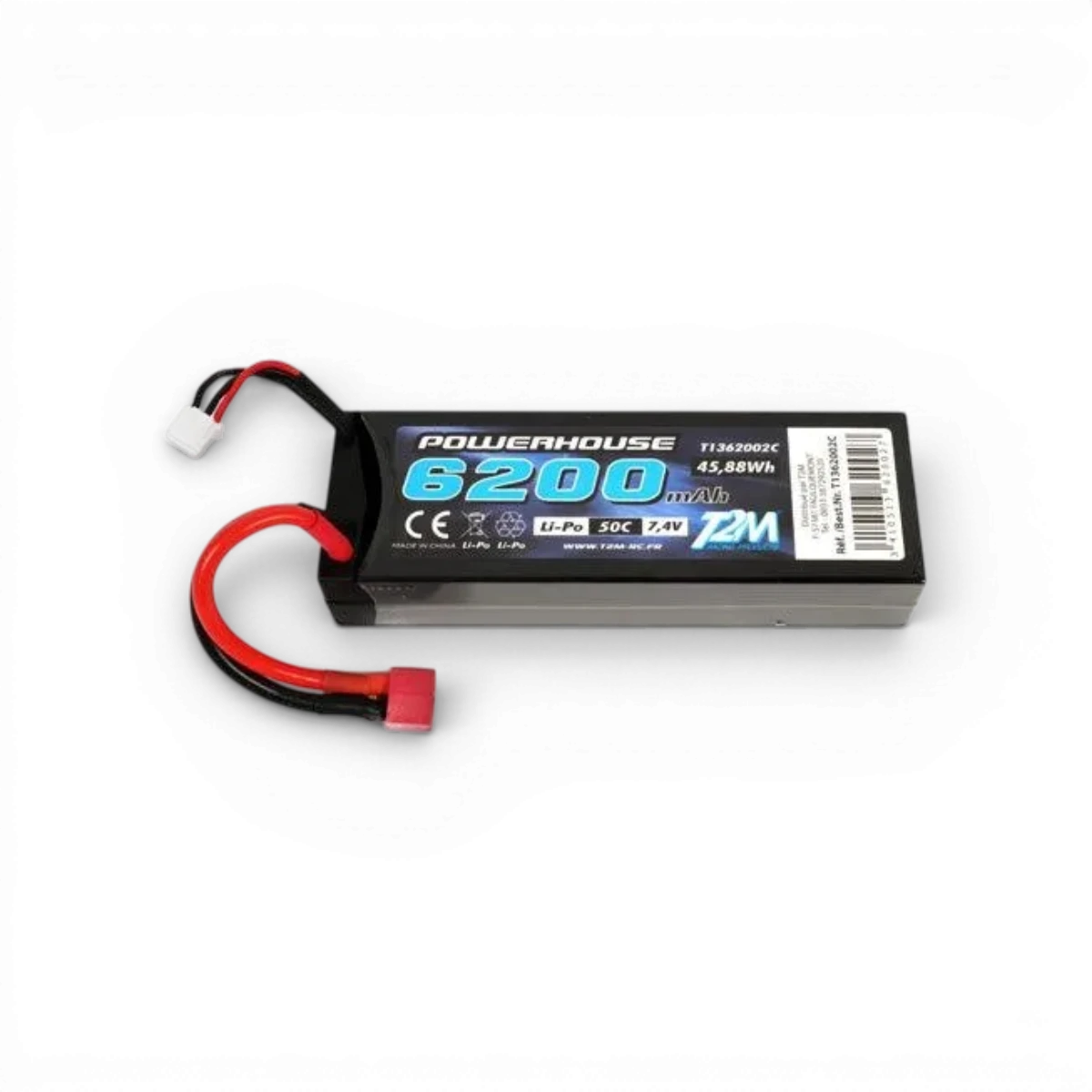 Batterie LiPo 2S 7.4V 6200 mAh 50C - T2M - DriftParadiZ
