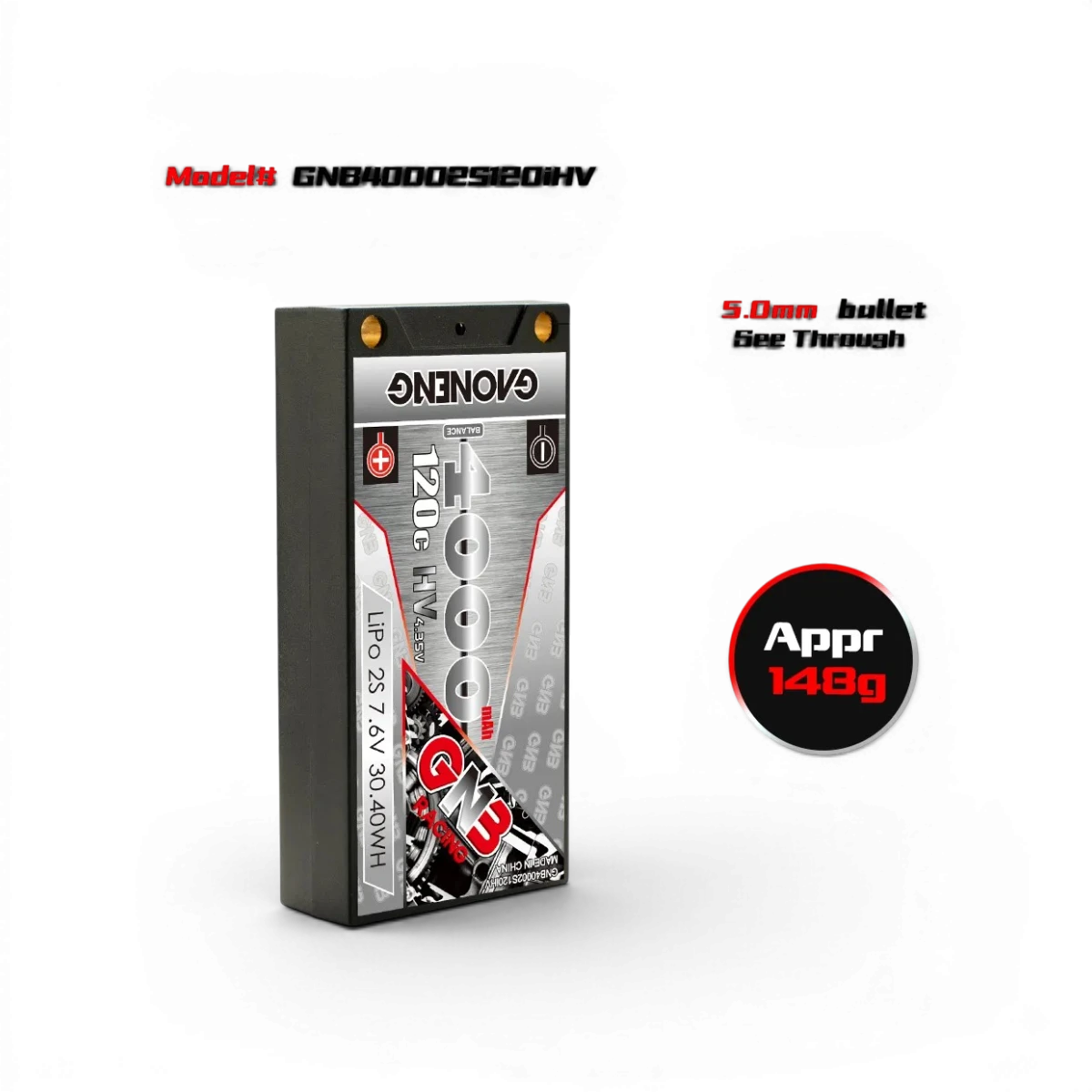 batterie Lipo LiHV 7.6V 4000mah 120C LCG short - GAONENG - DriftParadiZ