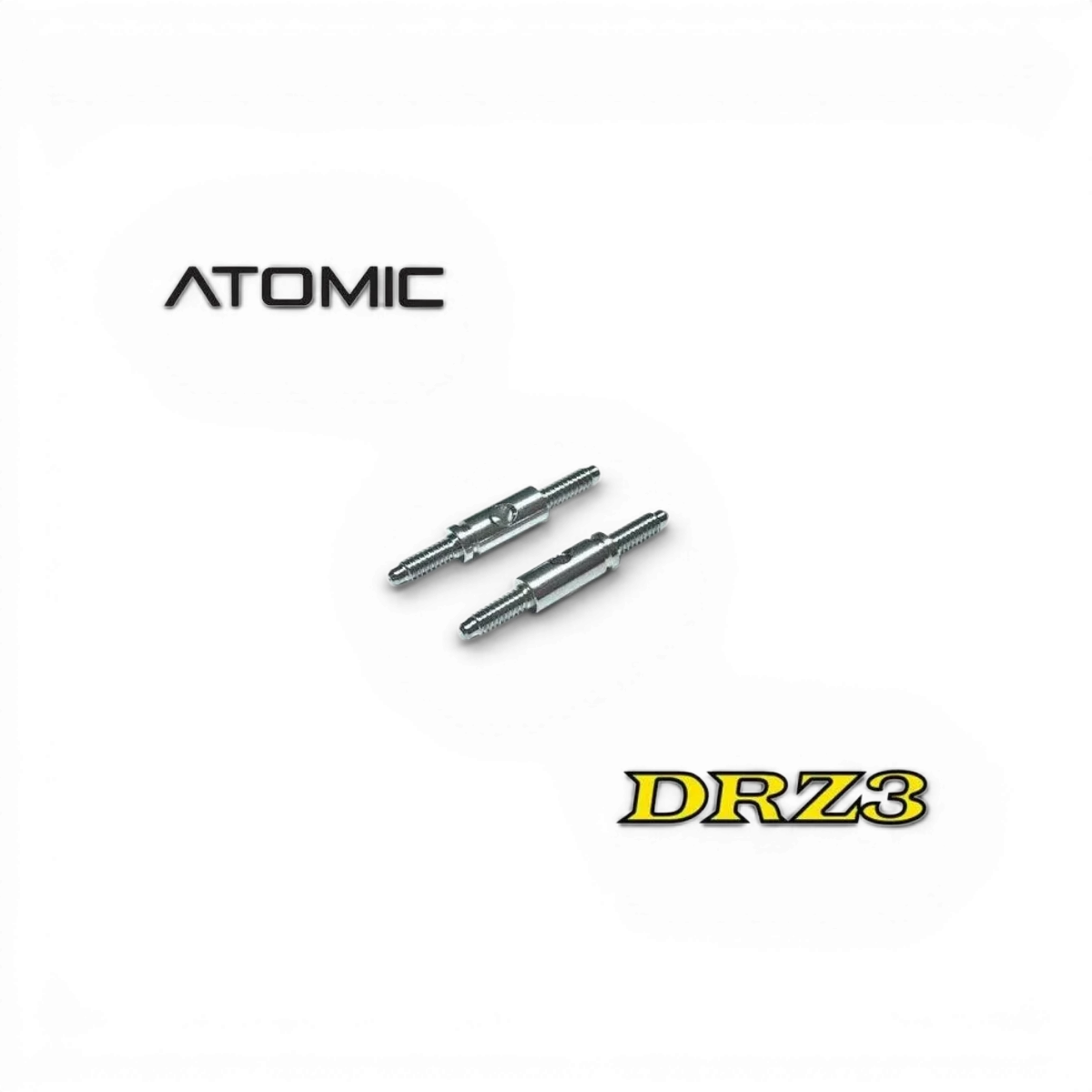 Deux biellettes de 14 mm pour pièces détachées Atomic RC Mini, conçues pour améliorer la performance du véhicule RC.