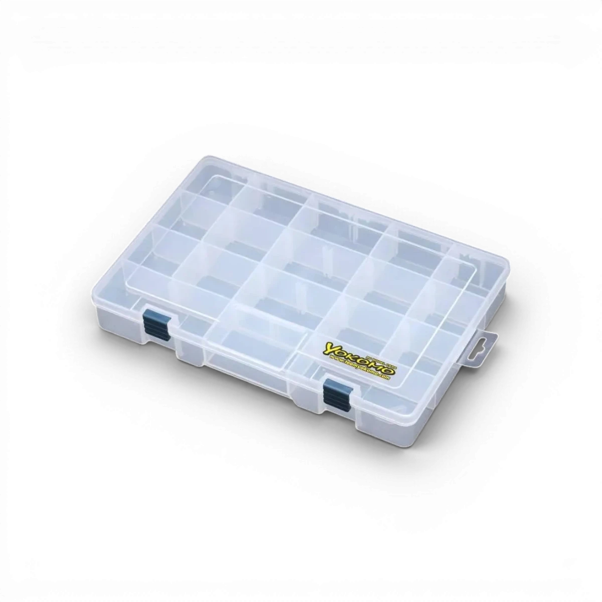 Boîte accessoire Team Yokomo 330x221x50, rangement en plastique avec couvercle pour pièces de modélisme.