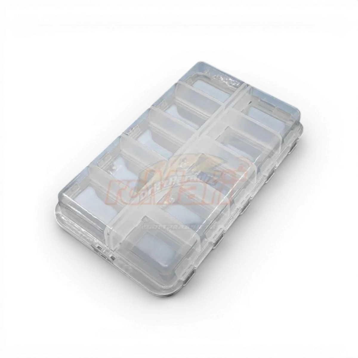Boîte de rangement double face Yeah Racing en plastique noir, idéale pour organiser des pièces de modélisme ou accessoires.